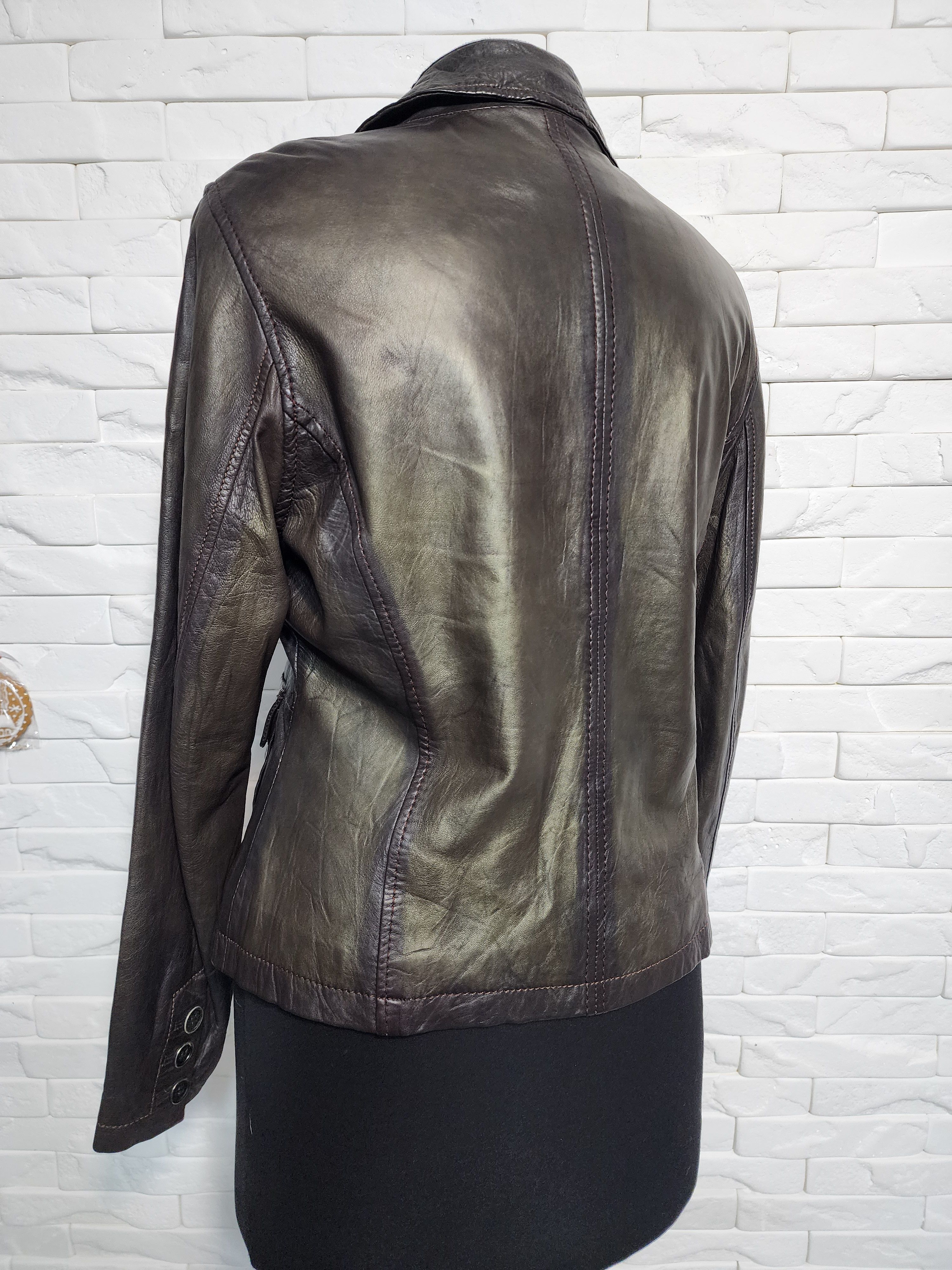 Other Brown Leather Jacket: Women's Fitted Blazer with Pockets Size L / US 10 / IT 46 - 6 Thumbnail