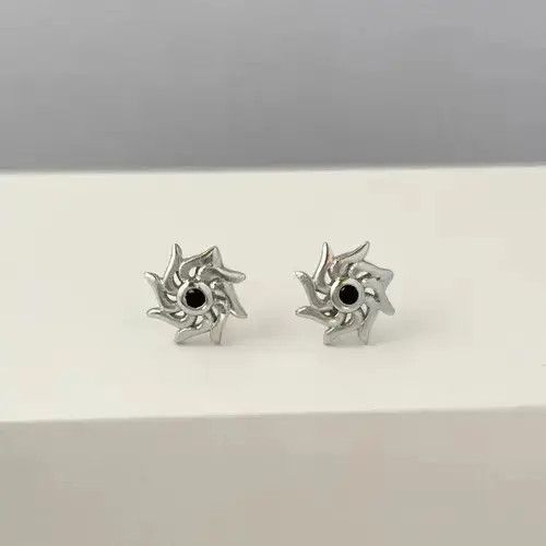 Jewelry 925 Silver Plated Sun Stud Earrings for Men Women Size ONE SIZE - 1 Thumbnail