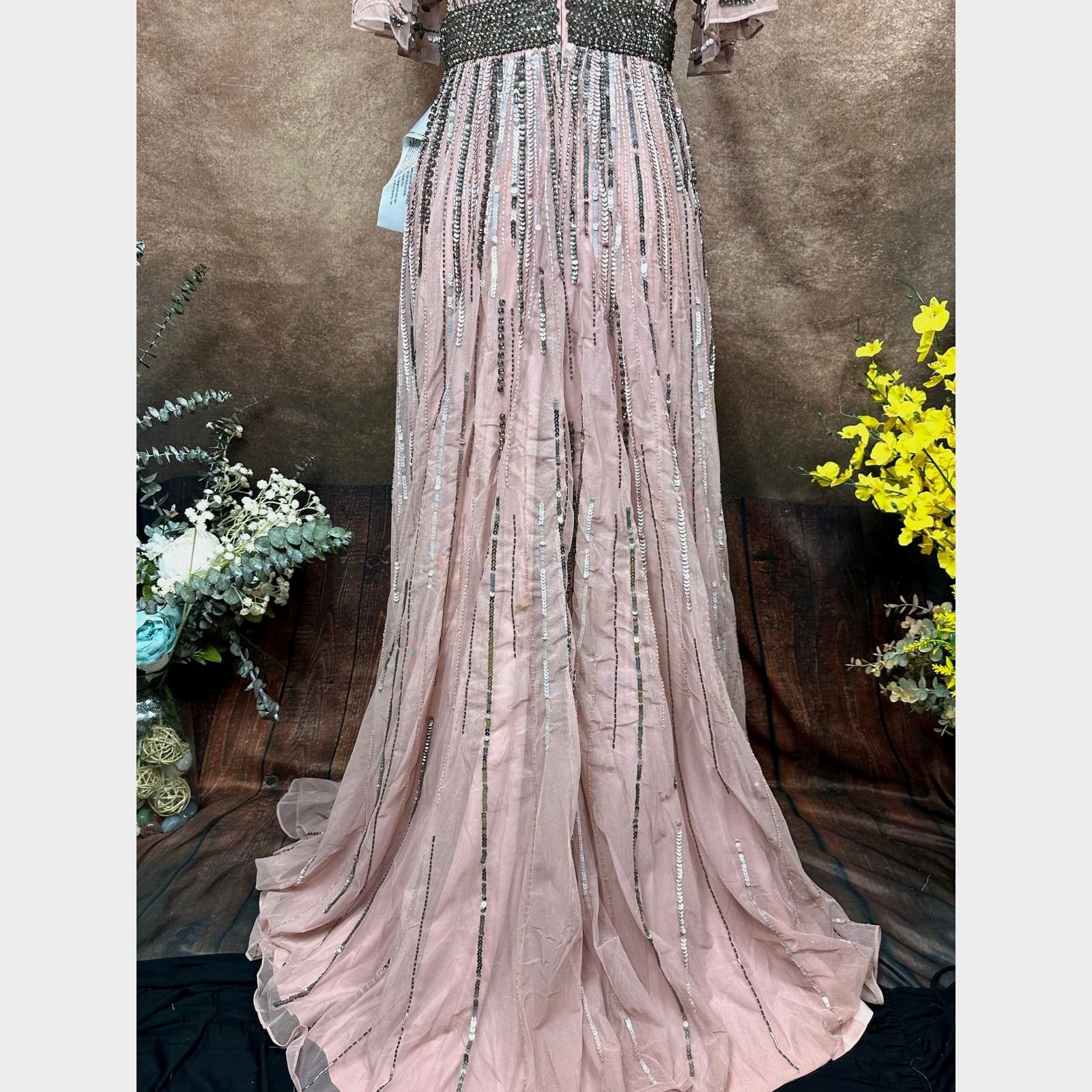 Other Mac Duggal Embellished Layered Sleeve Gown Vintage Rose 4 Size S / US 4 / IT 40 - 16 Thumbnail