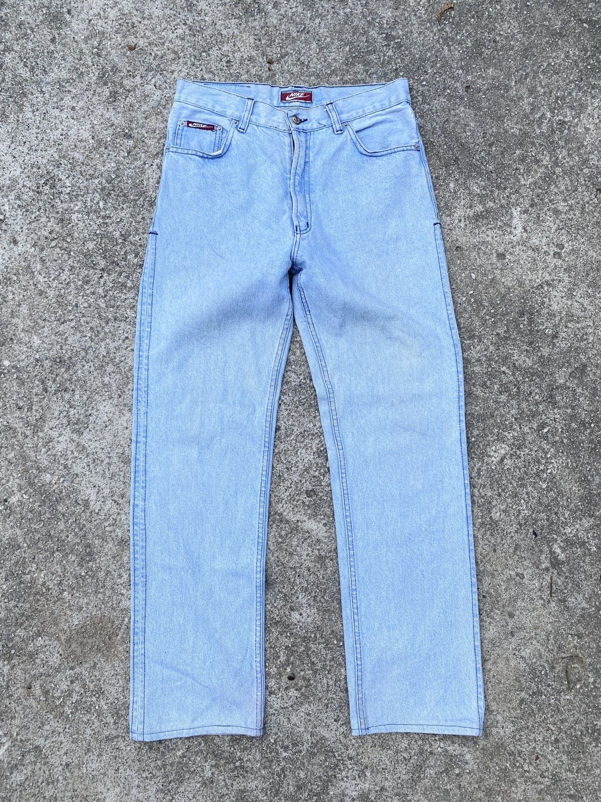Nike × Vintage 1990s - Nike Light Wash Jeans Wear Size US 31 - 1 Thumbnail