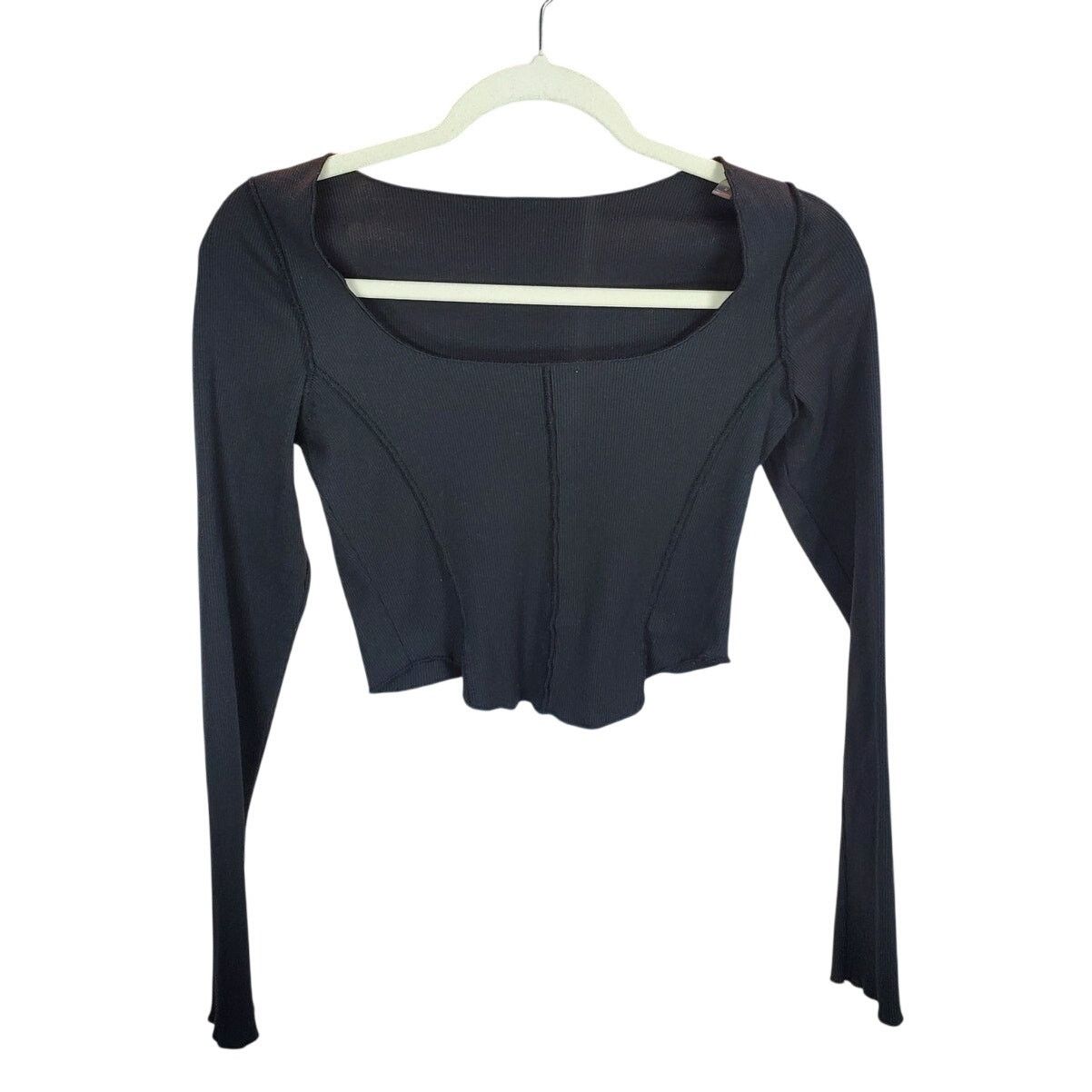 Other ANWND Black Square Neck Long Sleeve Crop Top Ribbed M Size M / US 6-8 / IT 42-44 - 1 Thumbnail