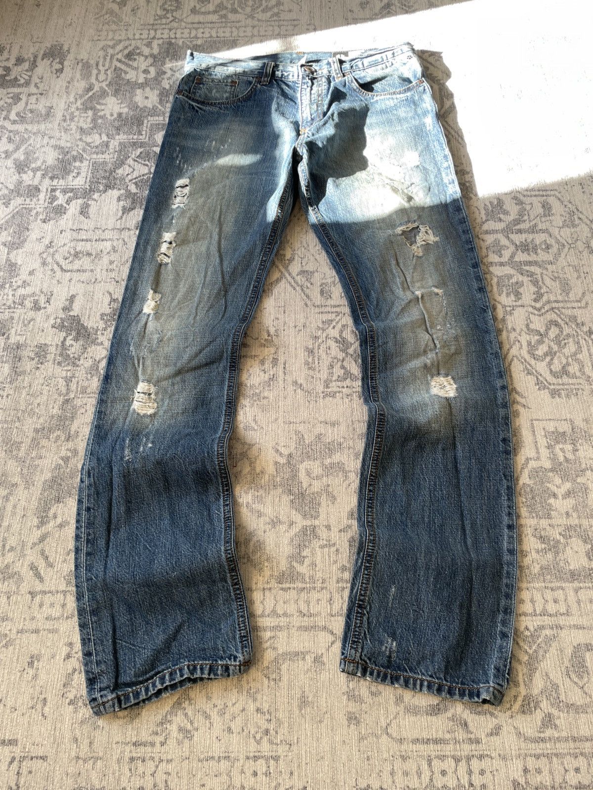Pre-owned Hysteric Glamour X If Six Was Nine Japan Avant Garde Distressed Washed Slim Skinny Ripped Jeans In Blue