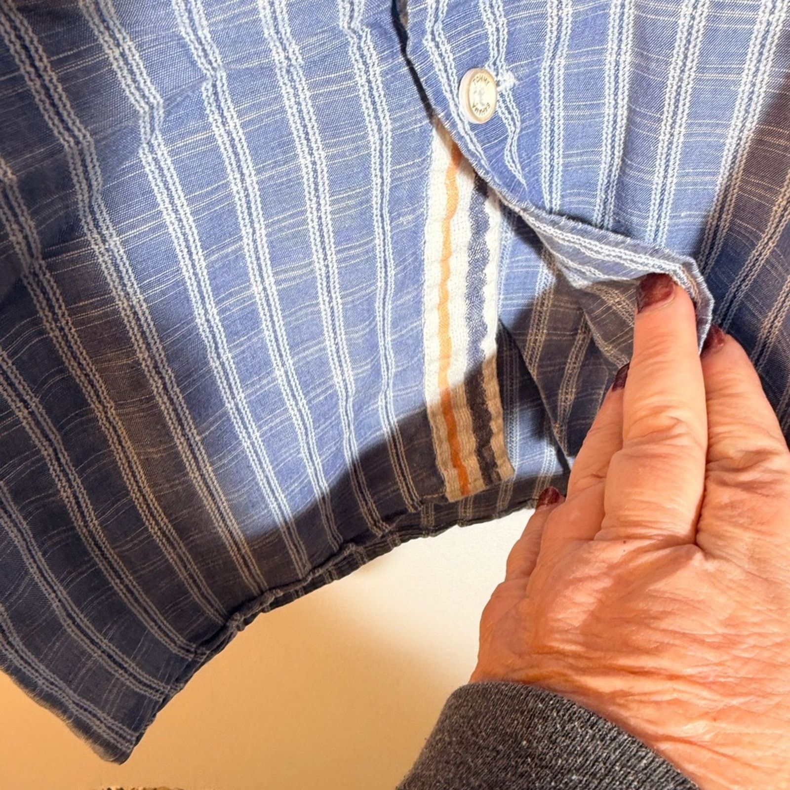 Tommy Bahama Tommy Bahama Blue and White Striped Casual Linen Shirt Size US L / EU 52-54 / 3 - 4 Thumbnail