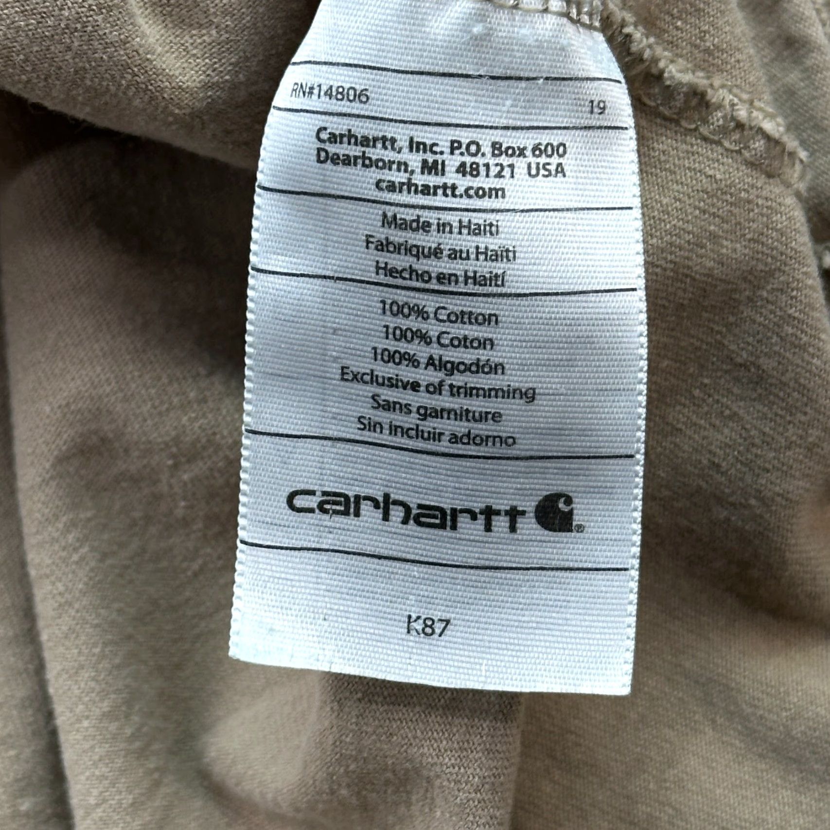 Carhartt Carhartt Shirt Mens XL Desert Tan Original Fit Pocket Tee Work Wear Size US XL / EU 56 / 4 - 3 Thumbnail