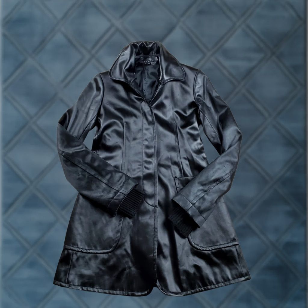 Theory Theory Panyia Trench Coat Jacket Womens P Black Satin Velvet Pockets Button Up Size S / US 4 / IT 40 - 1 Thumbnail