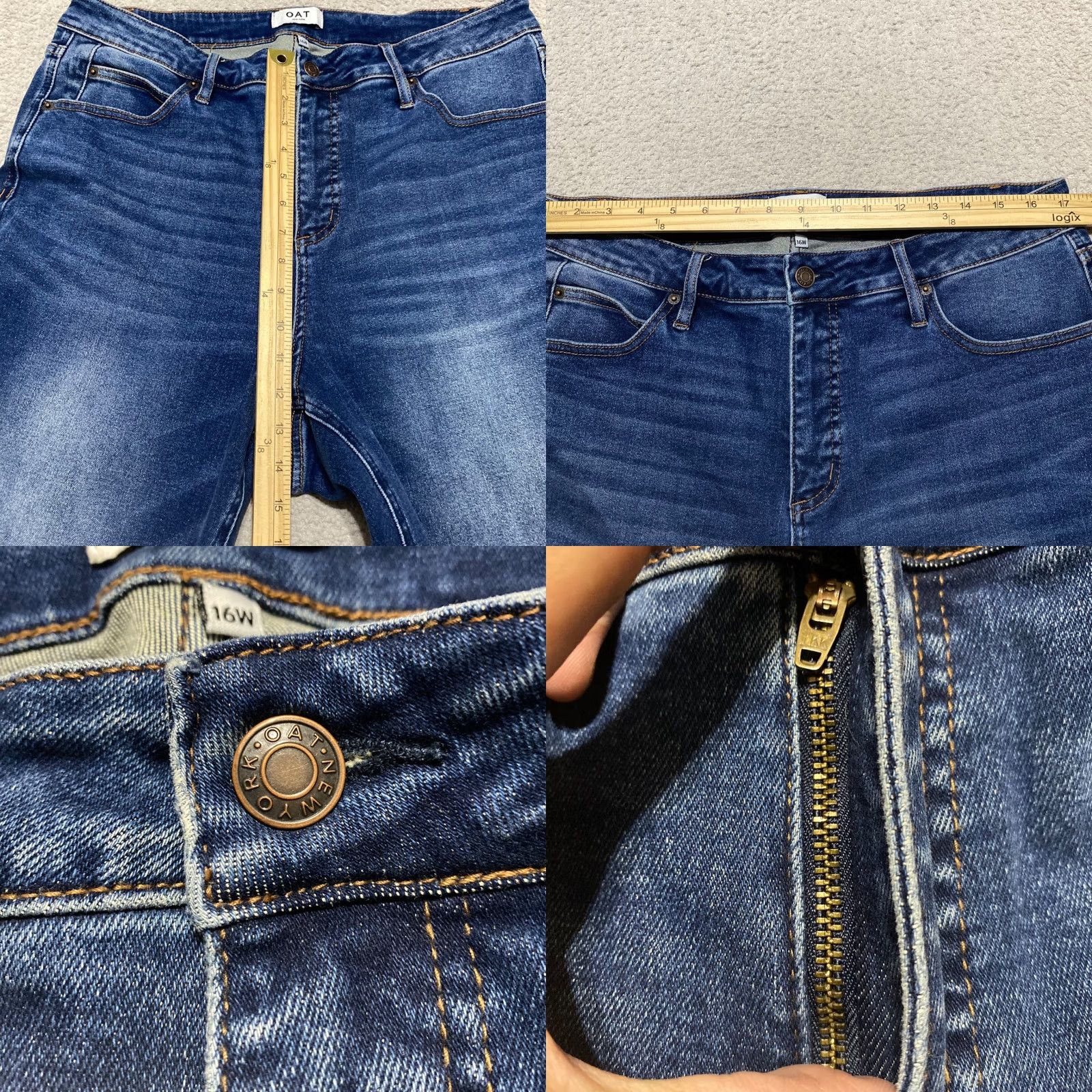 Vintage OAT New York Jeans 16W Blue Denim High Rise Skinny Plus Size 16W Womens 5-Pocket Style Medium Wash Cotton Polyester Spandex Size 38" / US 16 / IT 52 - 8 Thumbnail