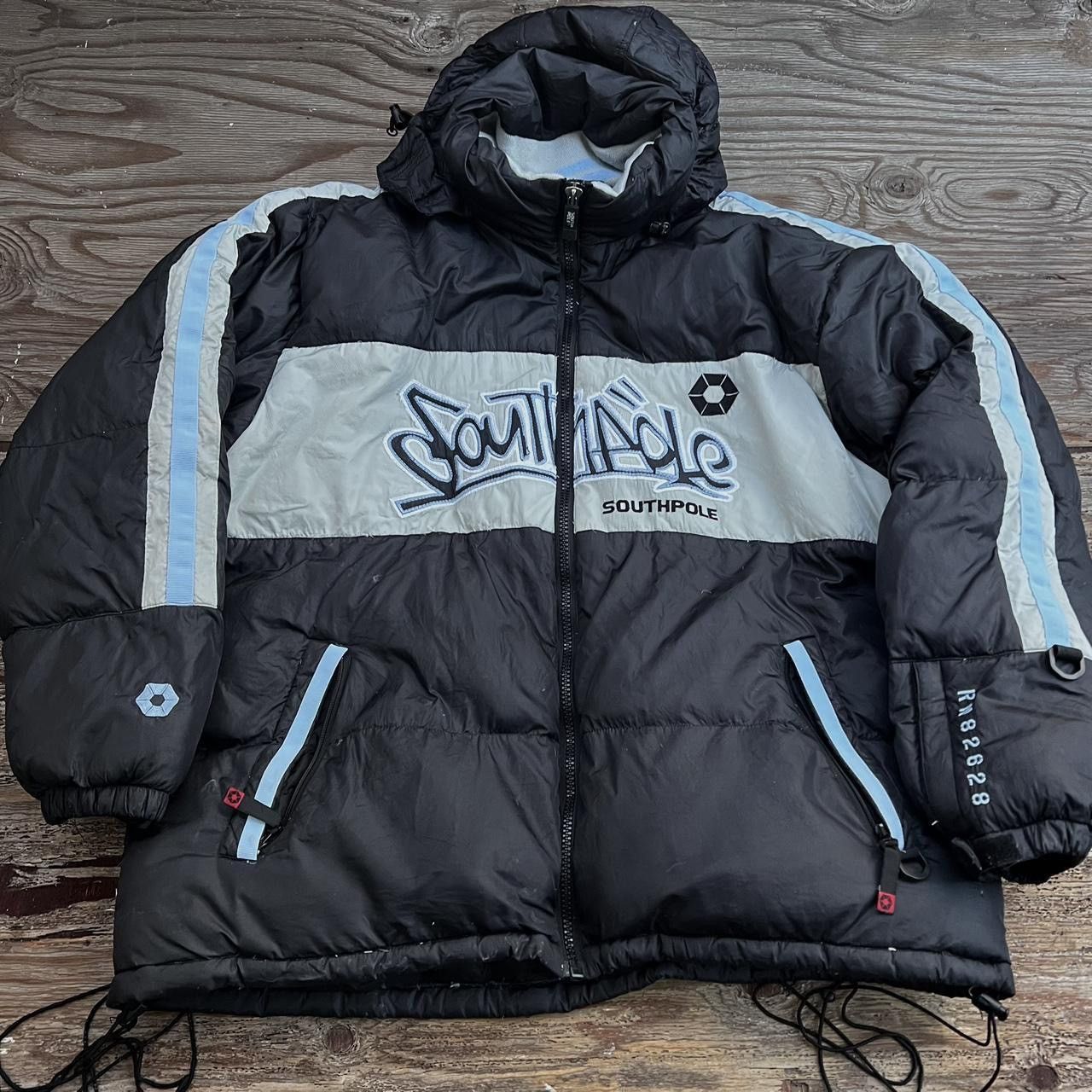 image of Crazy Vintage Y2K Southpole Puffer Down Jacket in Black, Men's (Size 2XL)