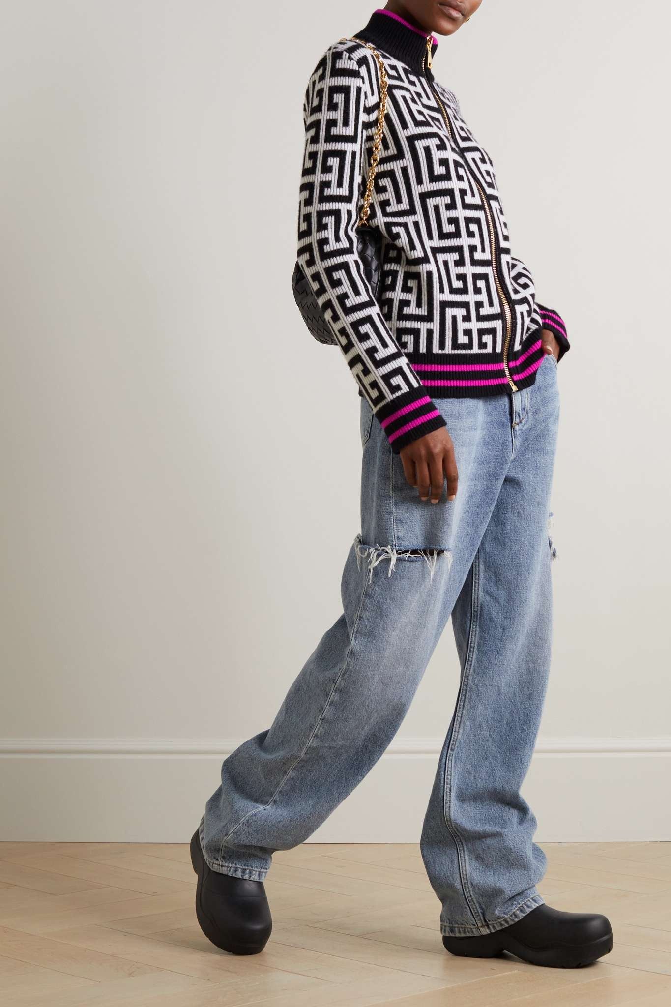 Balmain o1y0625 Cardigan in Black/White Size M / US 6-8 / IT 42-44 - 2 Thumbnail