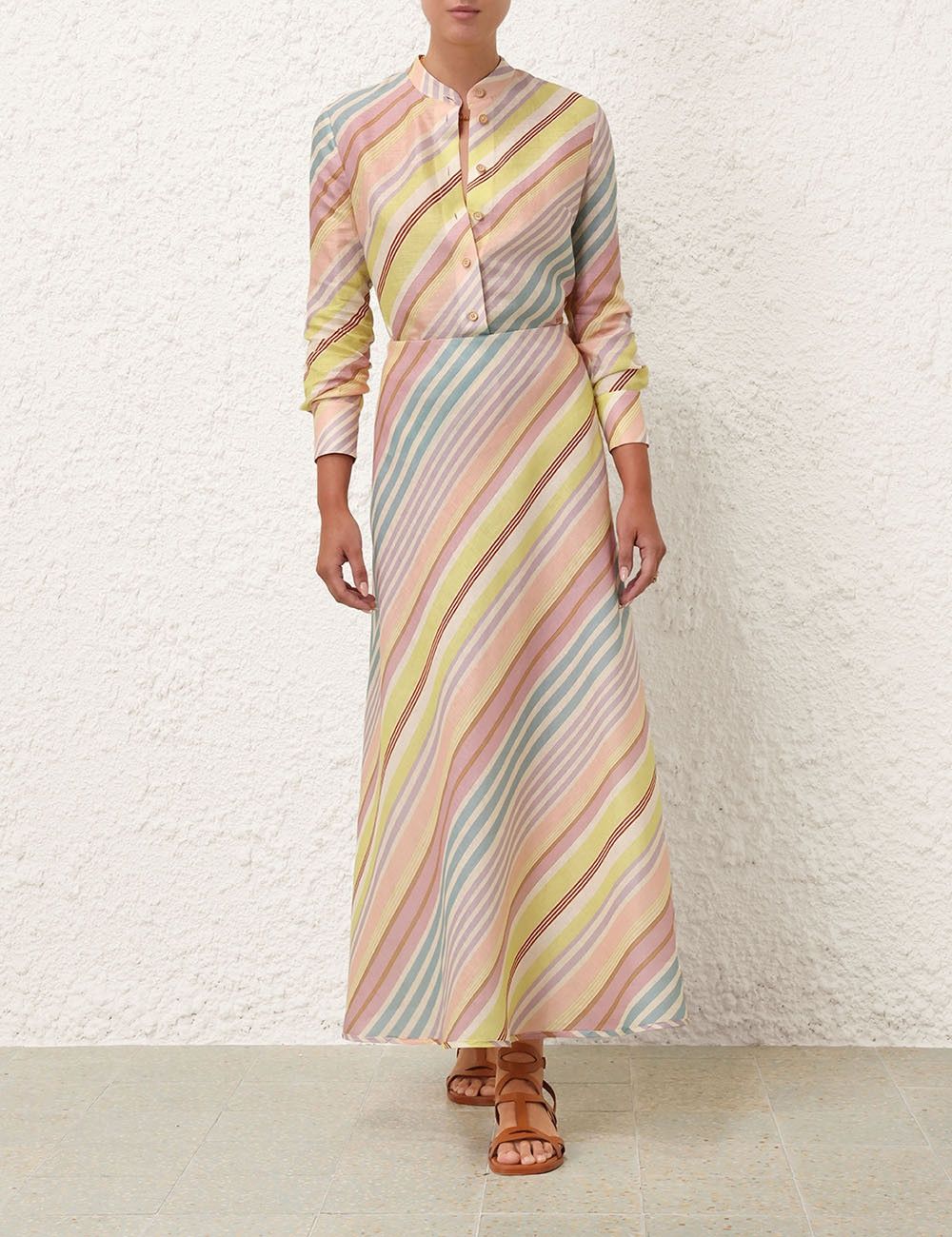 Zimmermann oc11z0525 Halliday Bias Midi Skirt in Multicolor Size 25" / US 0 / IT 36 - 2 Thumbnail