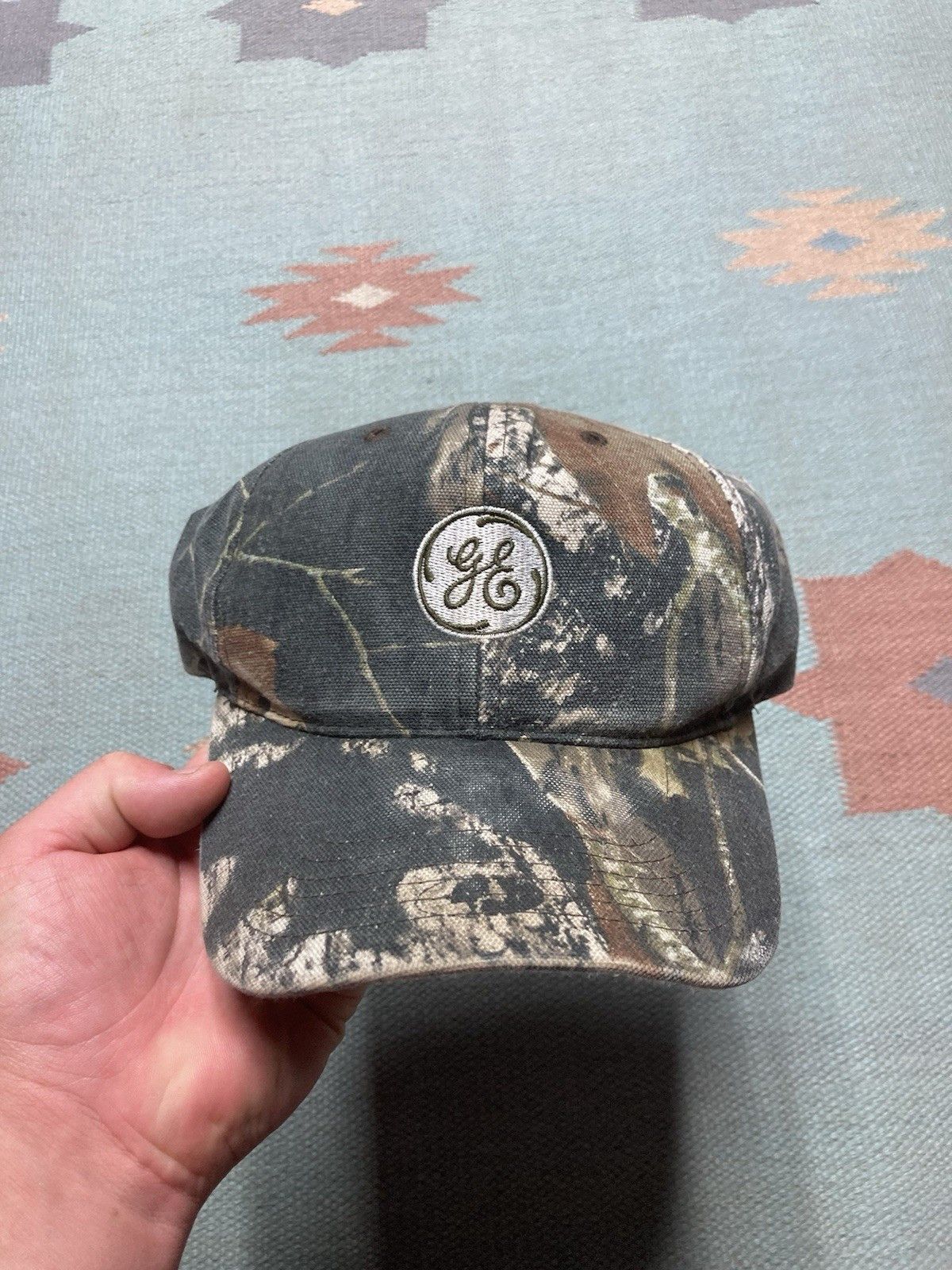 Vintage SnapBack hat camo General Electric mossy oak hunting canvas Size ONE SIZE - 2 Thumbnail