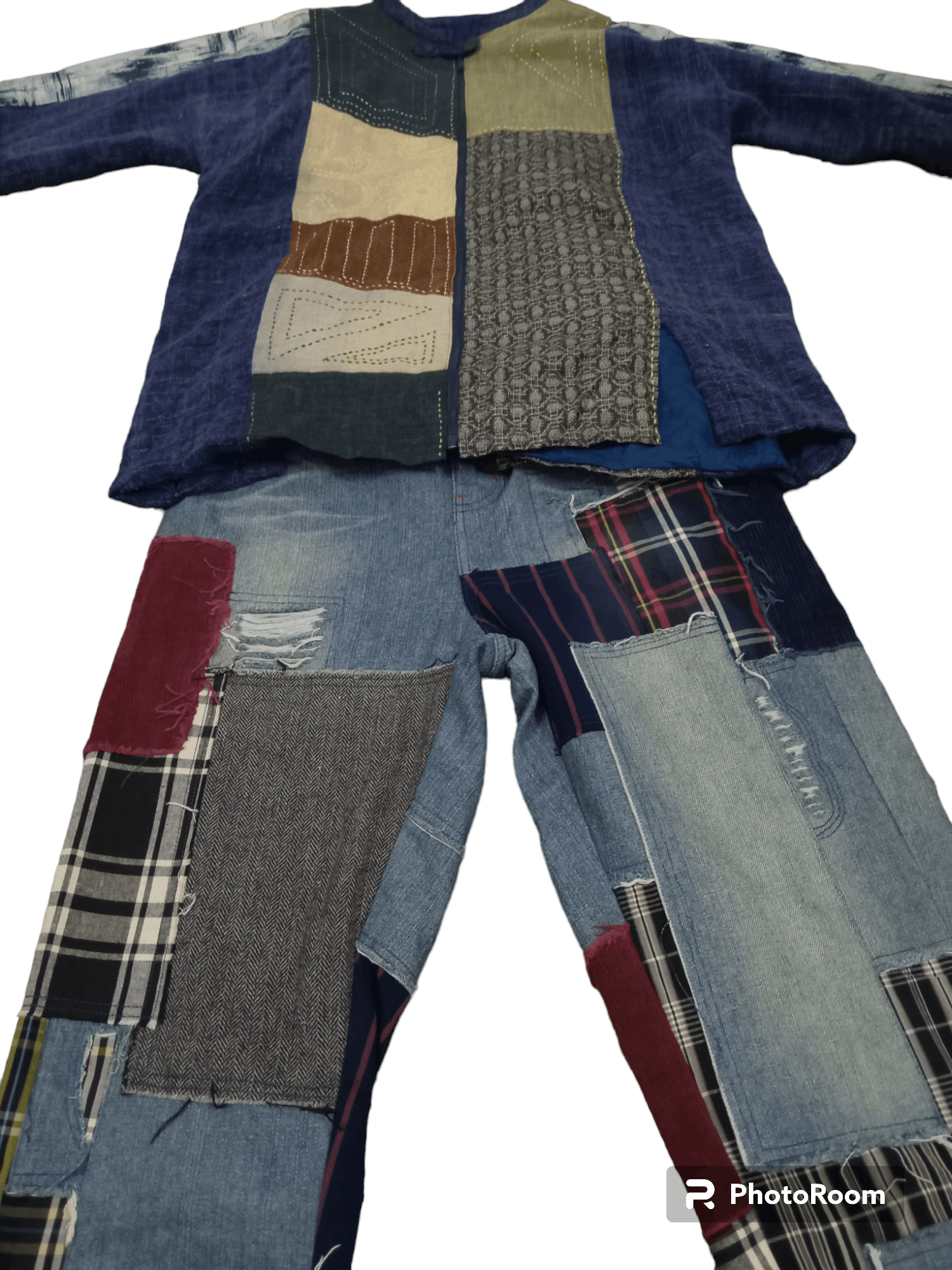 image of If Six Was Nine Vintage Patchwork Sashiko Boro Jacket in Blue, Men's (Size XL)