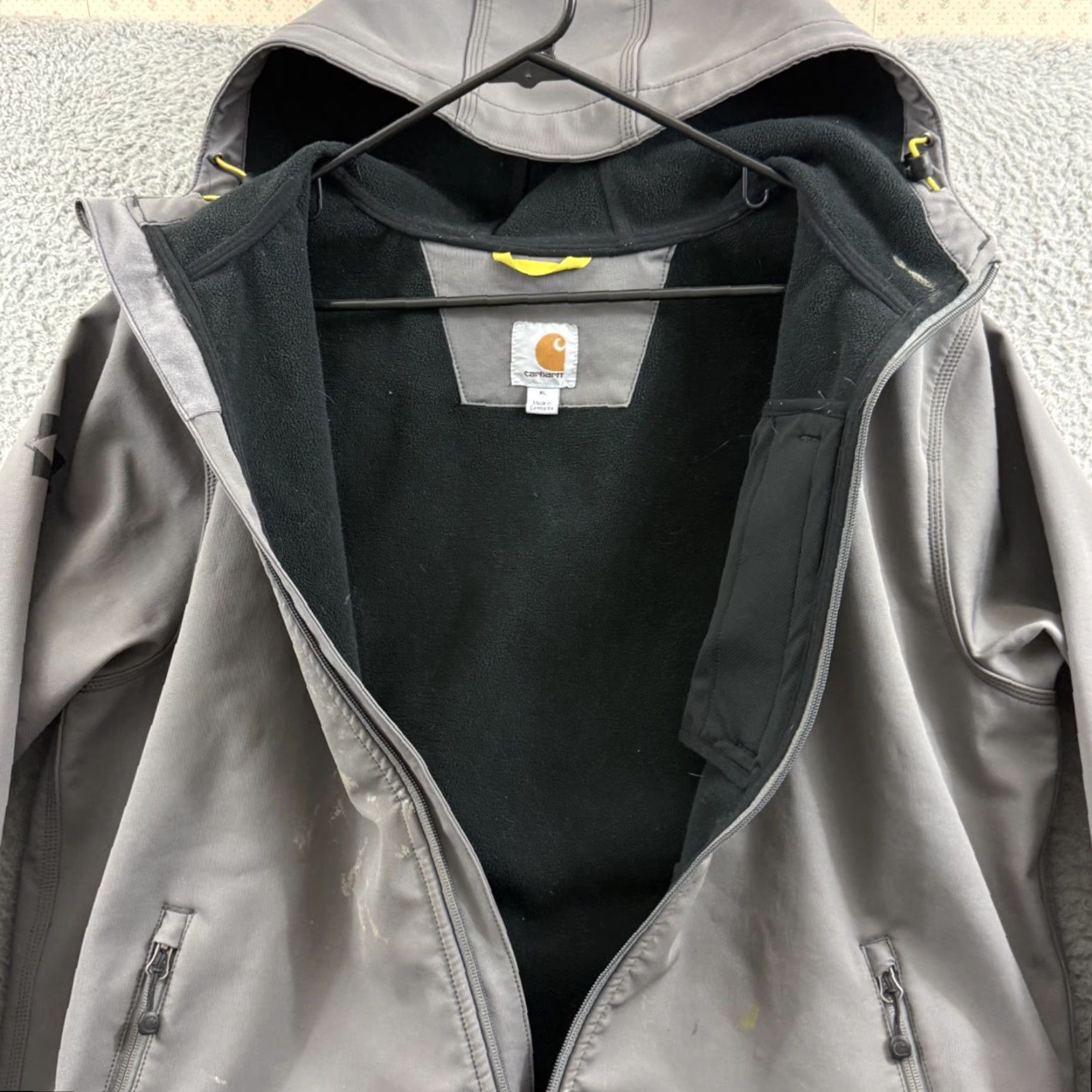 Carhartt VINTAGE Carhartt Crowley Jacket Men XL Gray Fleece Lined Rain Defender Soft Shell Hooded Size US XL / EU 56 / 4 - 6 Thumbnail
