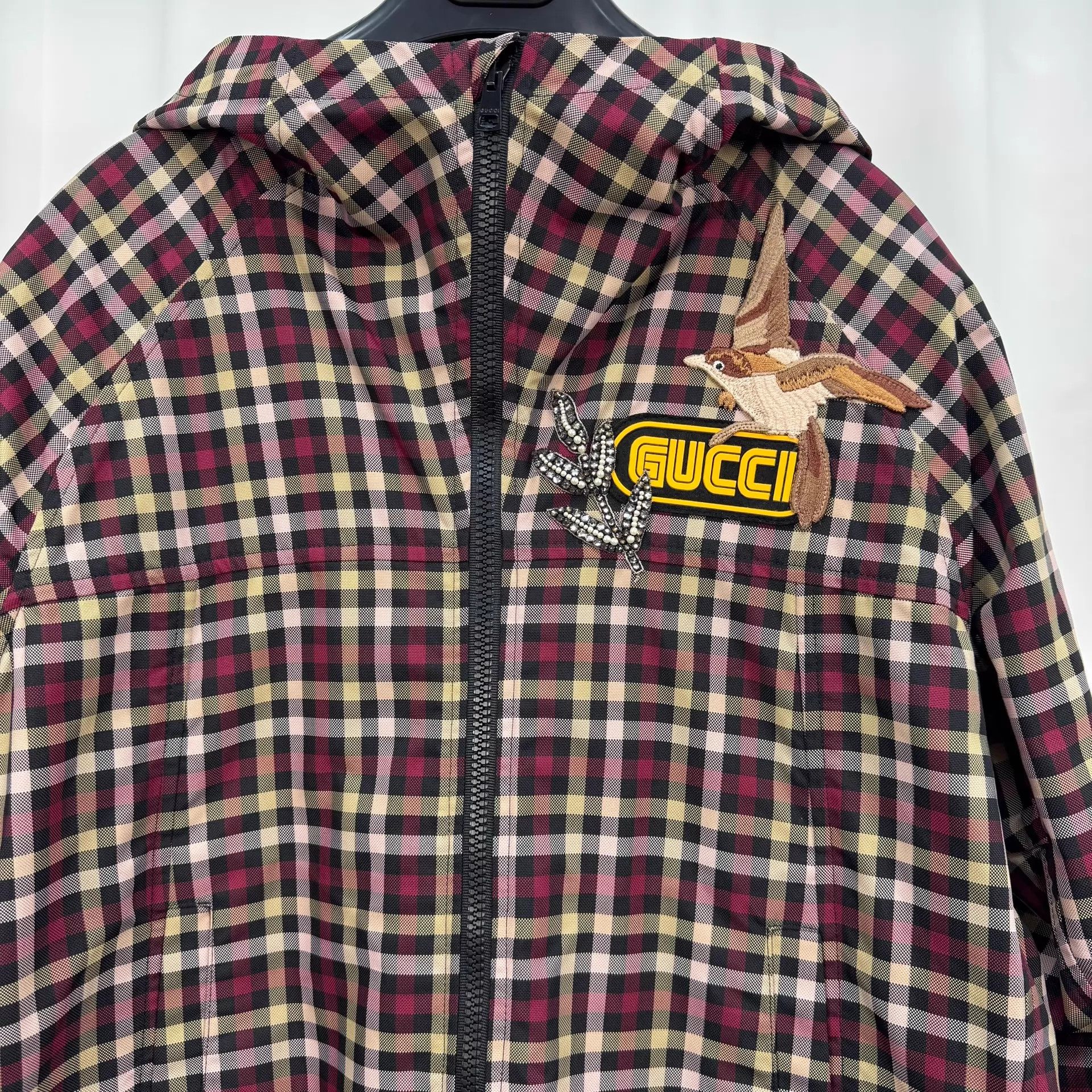 Gucci Gucci GG check crystal letter hooded coat 38 Size XS / US 0-2 / IT 36-38 - 3 Thumbnail