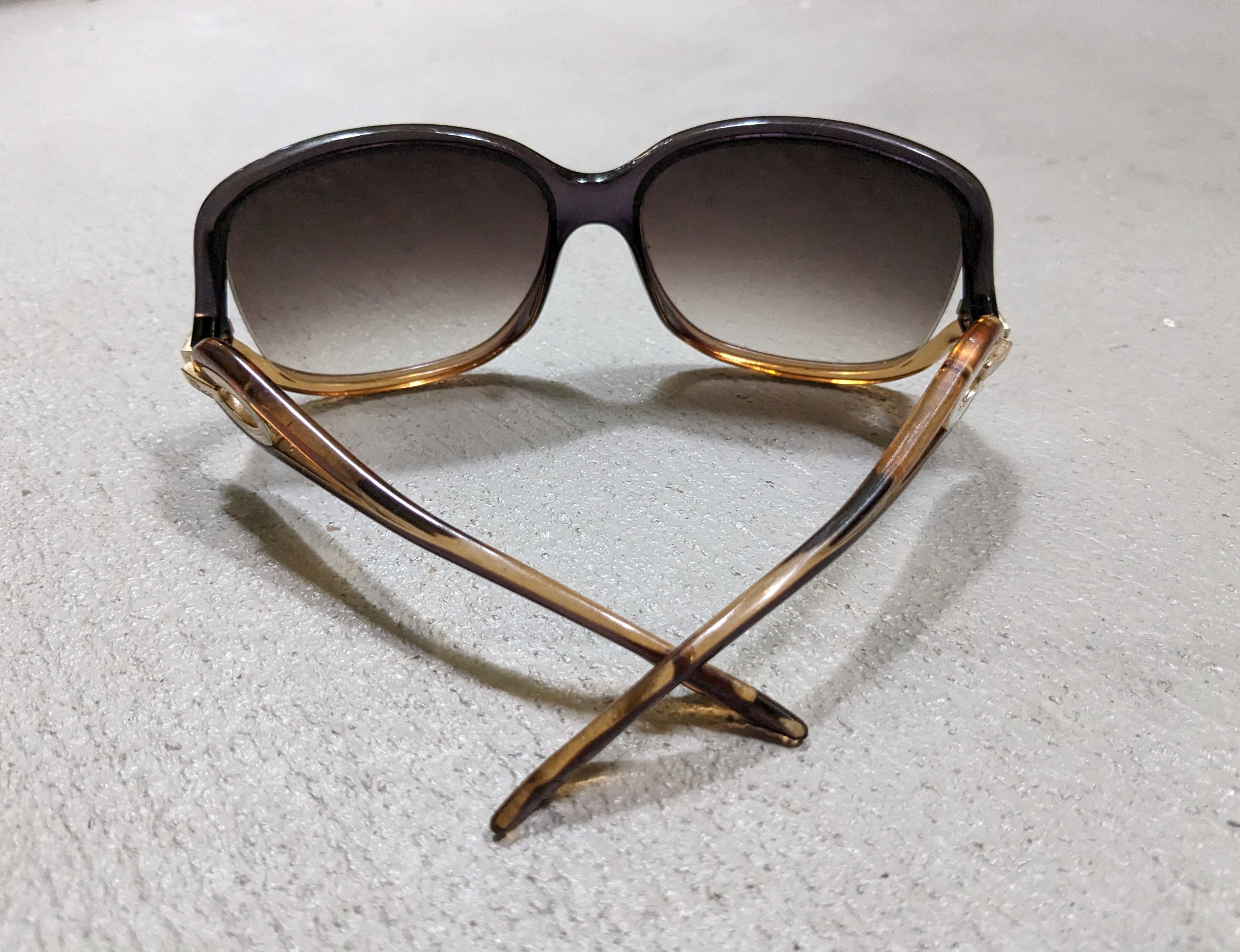 Dior × Vintage Christian Dior Sunglasses Brown Gradient Gold Oversized Size ONE SIZE - 10 Thumbnail