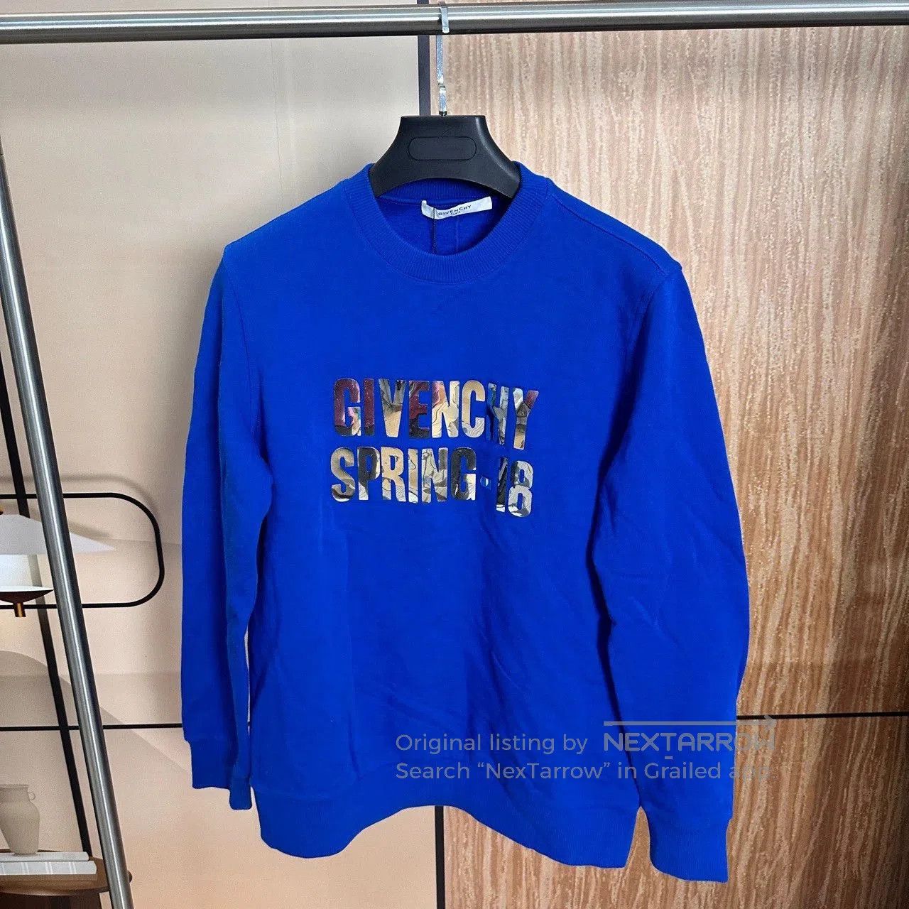givenchy blue sequined logo sweatshirt size S.
