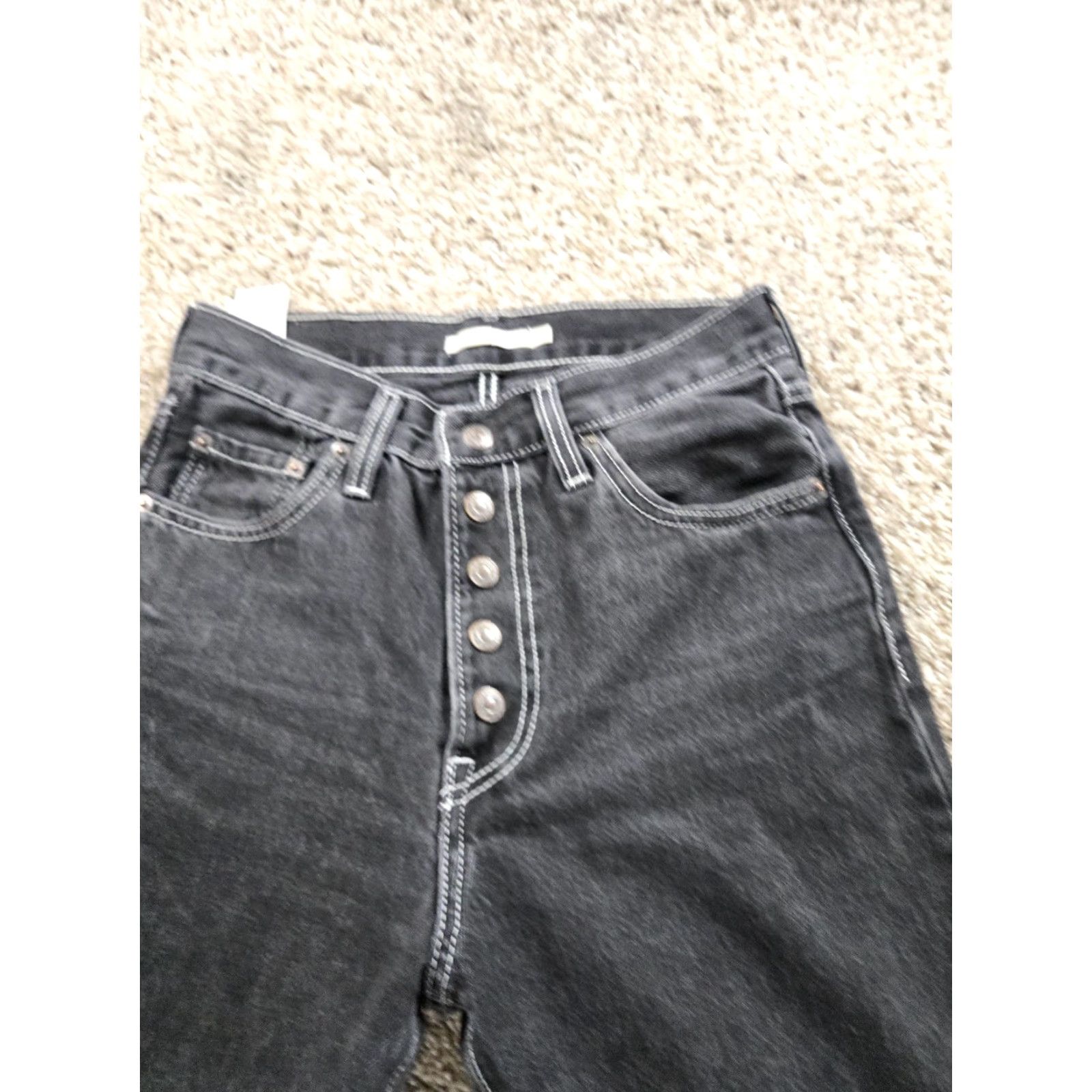 Levi's Levi's Ribcage Straight Jeans Womens 26 Black Charcoal High Rise Denim Size 26" / US 2 / IT 38 - 3 Thumbnail