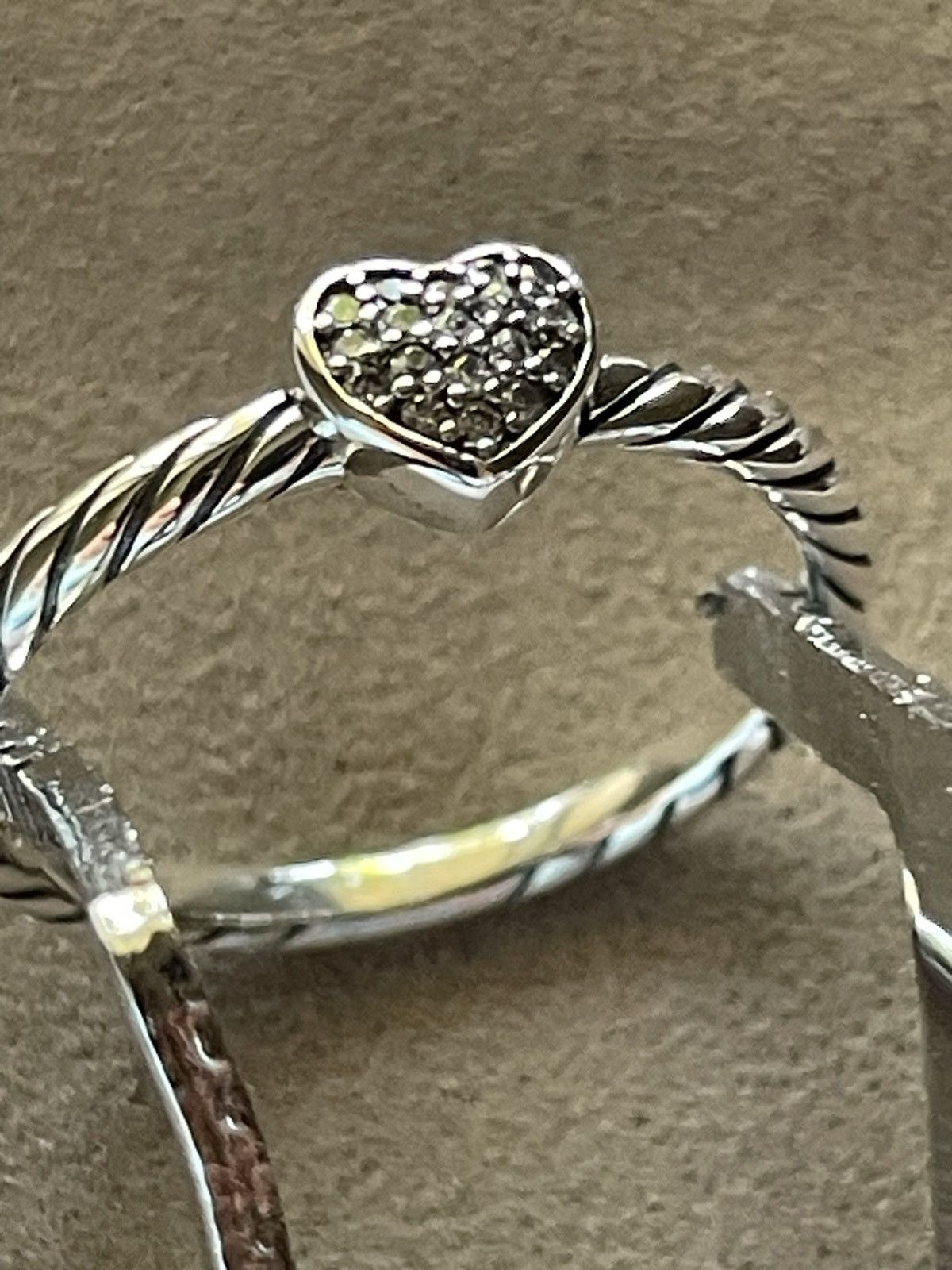 David Yurman MINT David Yurman Sterling Silver/Pave Diamond Heart Ring Size ONE SIZE - 2 Thumbnail
