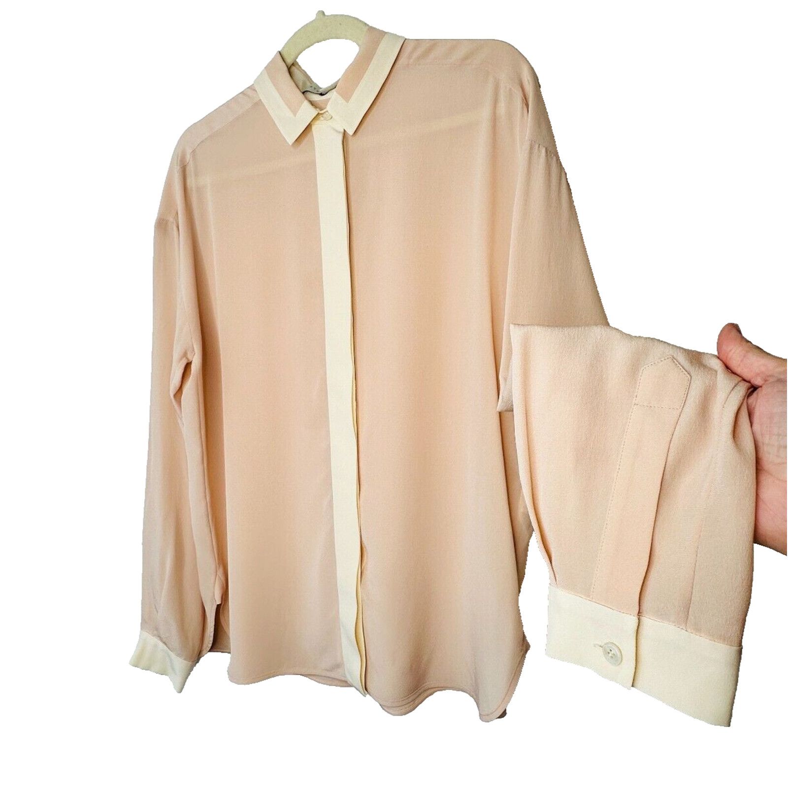 Stella McCartney Stella McCartney Peach Silk Blouse Cream Collar Button 42 Size XL / US 12-14 / IT 48-50 - 1 Thumbnail