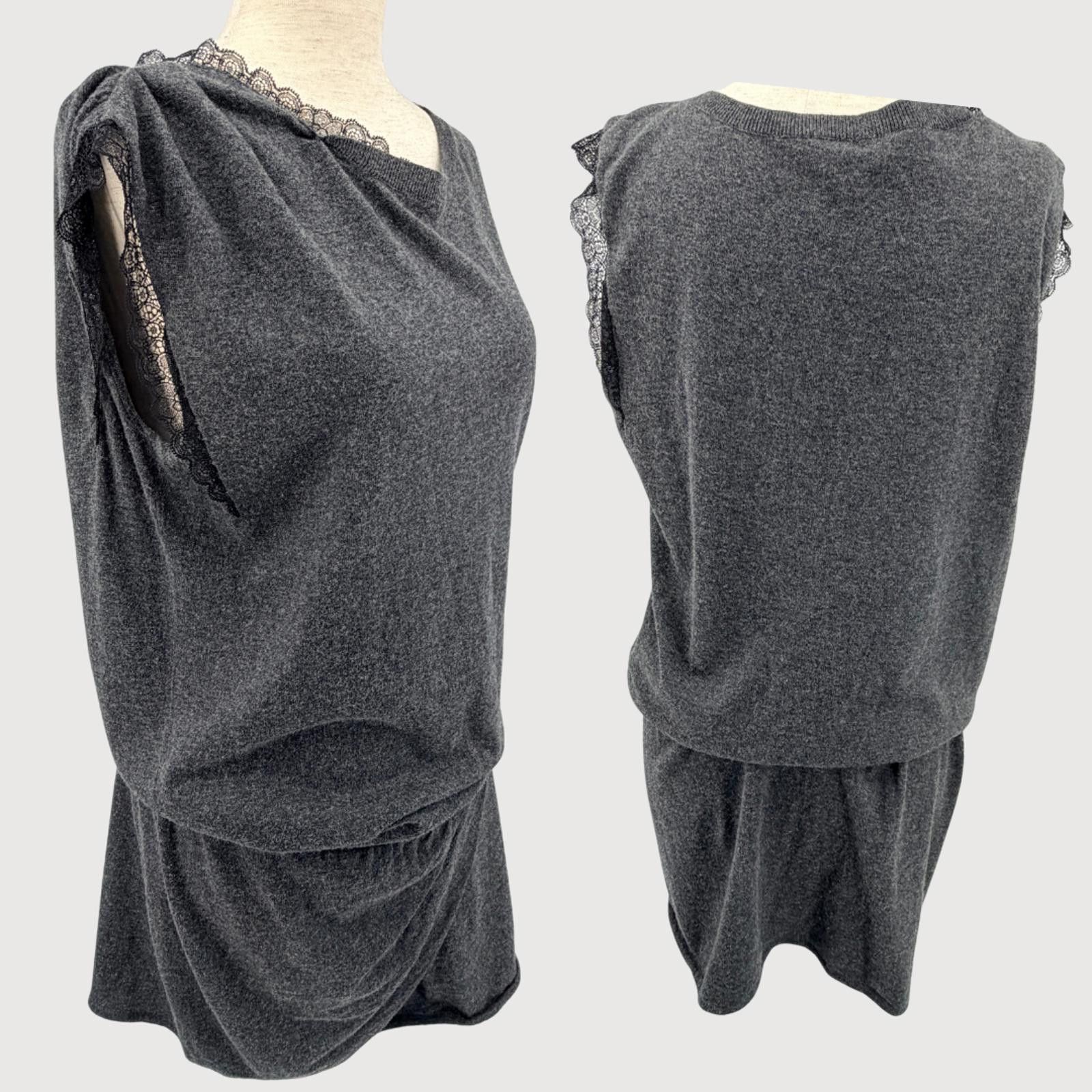 Other Vintage Vanessa Bruno 90's Lace Trim Wool Mini Dress Size XS / US 0-2 / IT 36-38 - 3 Thumbnail