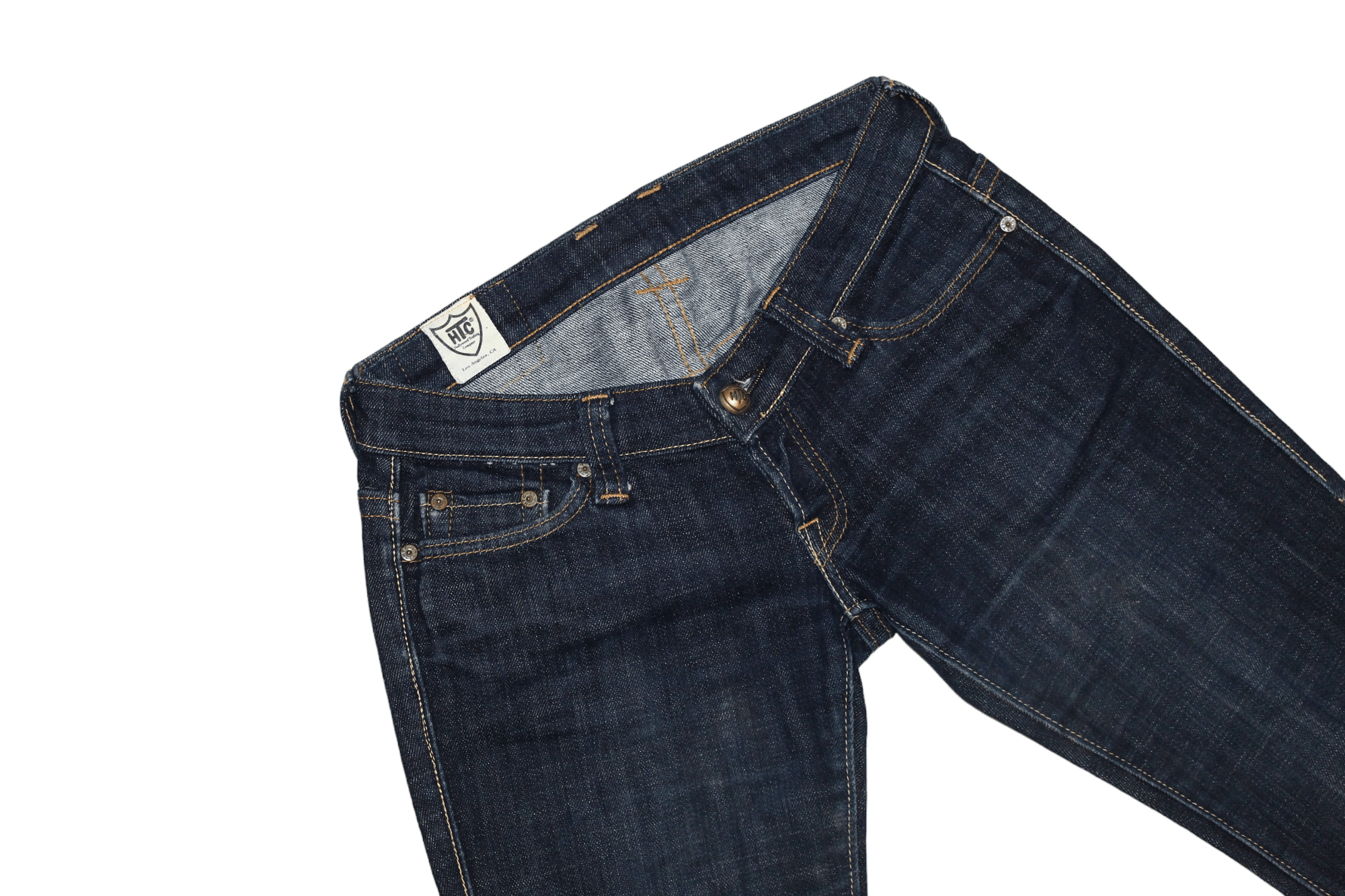 Hollywood Trading Company HTC Los Angeles Blue Raw Denim Straight-Leg Low Rise Jeans Size 28" / US 6 / IT 42 - 4 Thumbnail