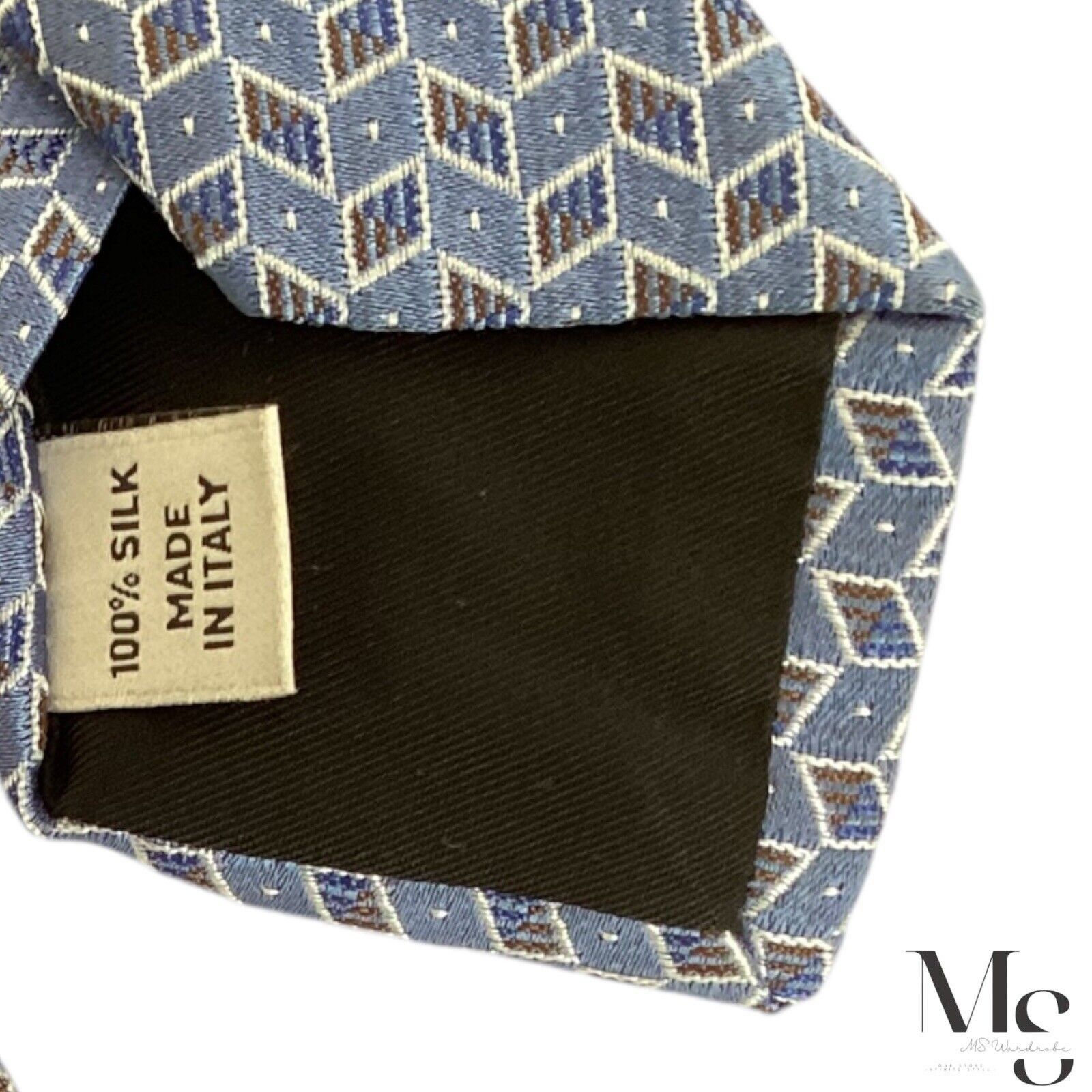 Valentino VALENTINO Current Blue Geometric Luxury Silk Tie Italy Size ONE SIZE - 6 Thumbnail