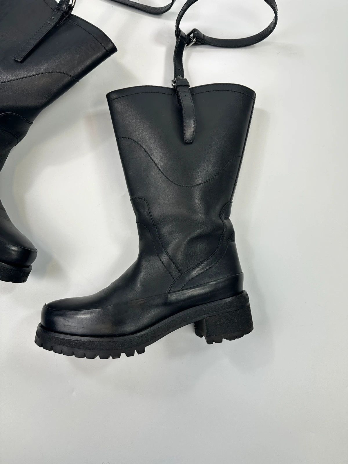 Prada Prada Milano FW2009 Black Leather Garter Strap Boots Size US 6.5 / IT 36.5 - 3 Thumbnail
