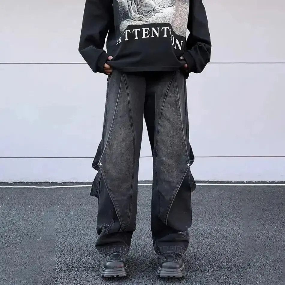 Japanese Brand Baggy Jeans Men Streetwear Original Wide Leg Trousers Casual Size US 32 / EU 48 - 4 Thumbnail