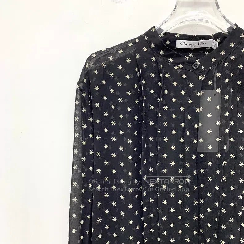 Dior Dior Black polka dot bee embroidery mulberry silk round ne Size XS / US 0-2 / IT 36-38 - 3 Thumbnail