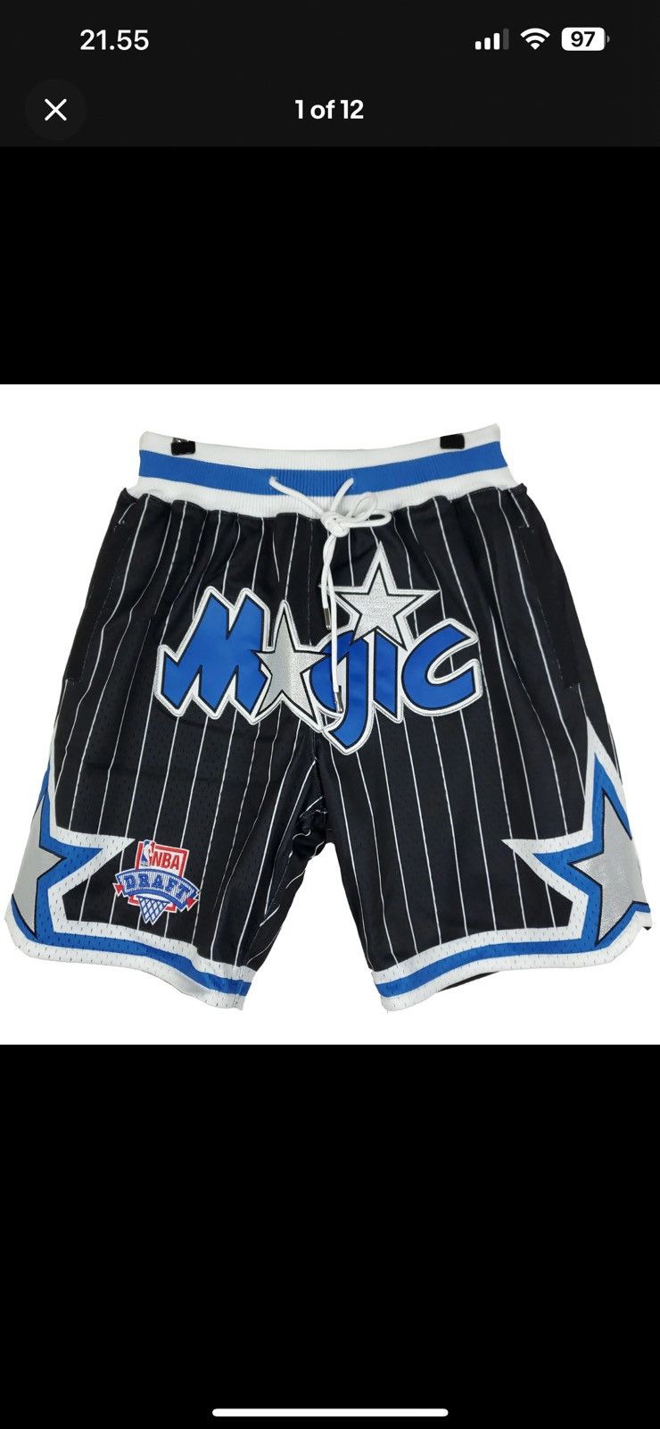 Image of Just Don Orlando Magic Mitchell & Ness Nba Jersey Shorts S in Black, Men's (Size 30)