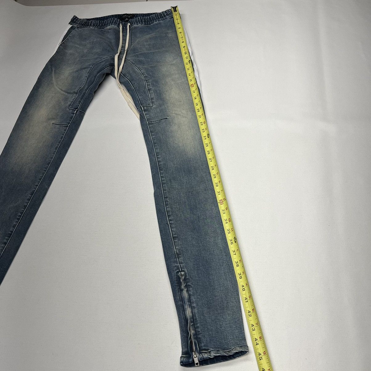 Pacsun Pacsun Jeans Blue Stacked Skinny Drawstring Zip Stripe Size US 30 / EU 46 - 18 Thumbnail
