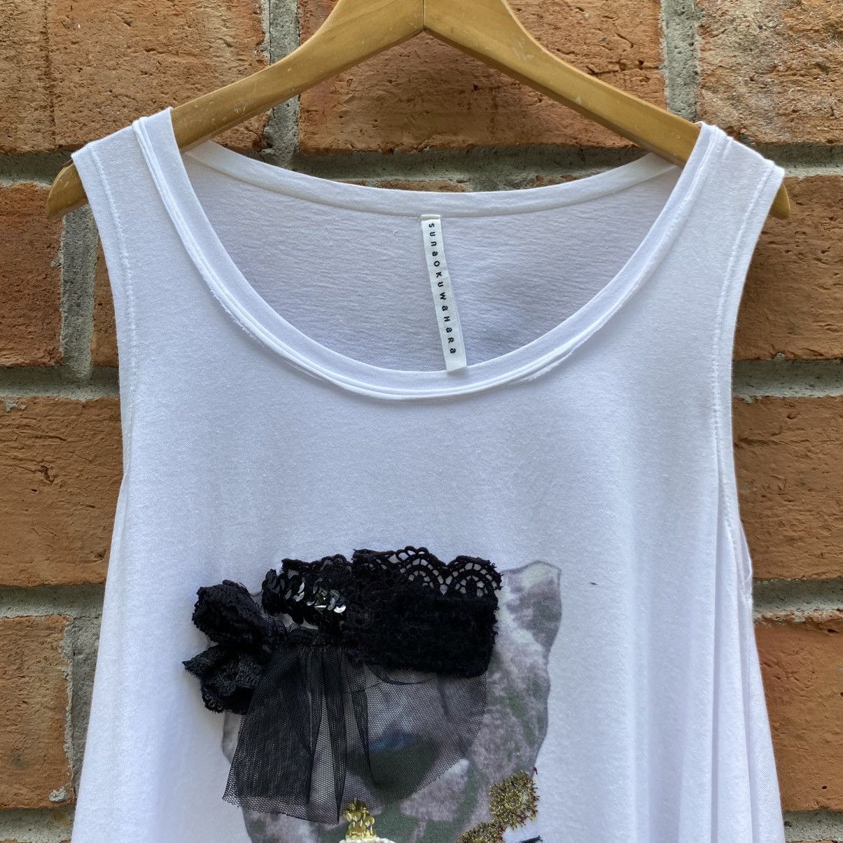 Sunao Kuwahara Sunao Kuwahara White Sleeveless Graphic Asymmetrical Hem Top Size M / US 6-8 / IT 42-44 - 8 Thumbnail