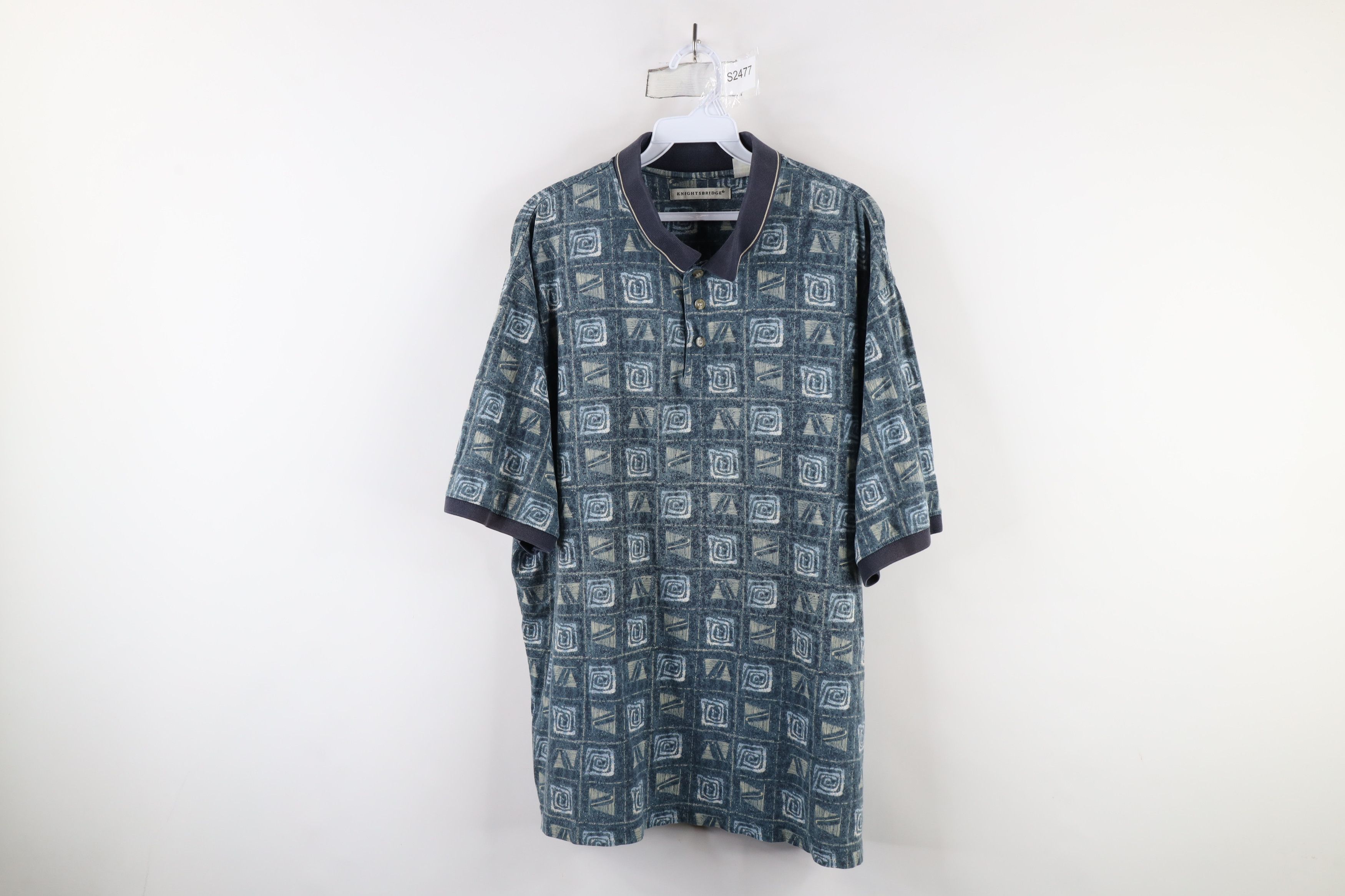 Vintage Vintage 90s Streetwear Geometric Collared Polo Shirt Size US XL / EU 56 / 4 - 1 Thumbnail