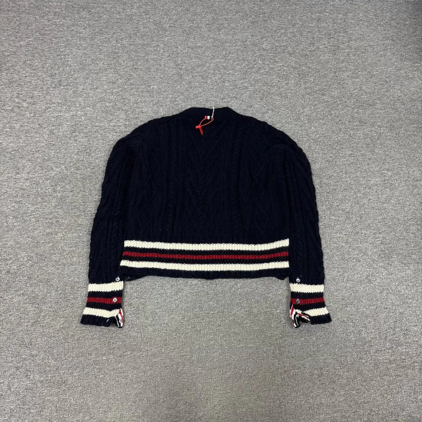 Thom Browne Thom Browne size 4 Striped wool knitted cardigan with a pla Size XL / US 12-14 / IT 48-50 - 3 Thumbnail