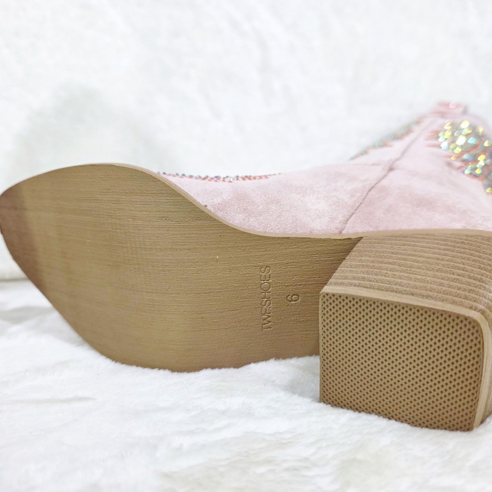 Other Angel Wings Dusty Pink Rhinestone Country Western Cowgirl K Size US 12 / IT 42 - 6 Thumbnail