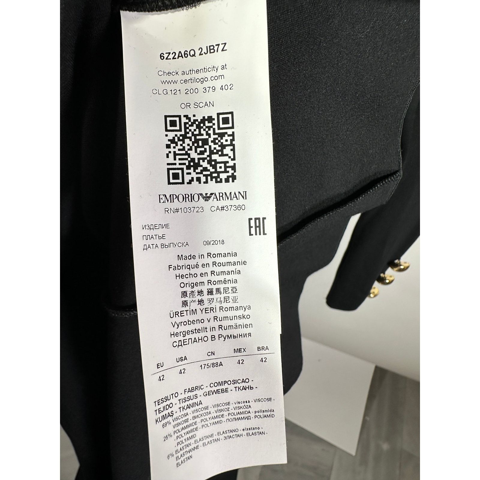 Emporio Armani EMPORIO ARMANI Long Sleeve Dress LBD Black IT 42 US 6 Size M / US 6-8 / IT 42-44 - 9 Thumbnail