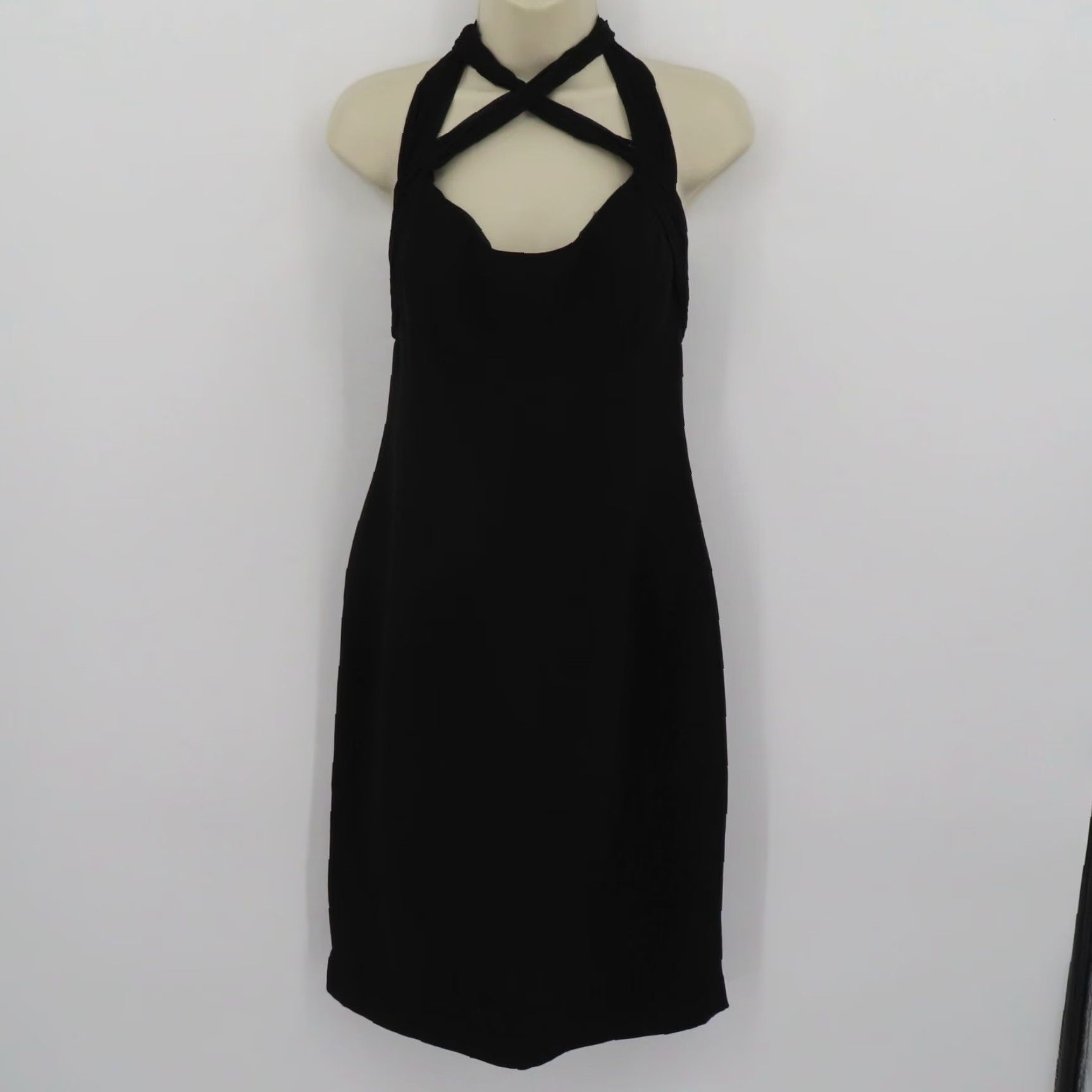 VINTAGE Maggy London Women 4 Black Sheath Cocktail Dress Halter Top  Sweetheart Neck Y2K Dress Womens Black 4 Vintage Maggy London -  wpequipmentugltd.com