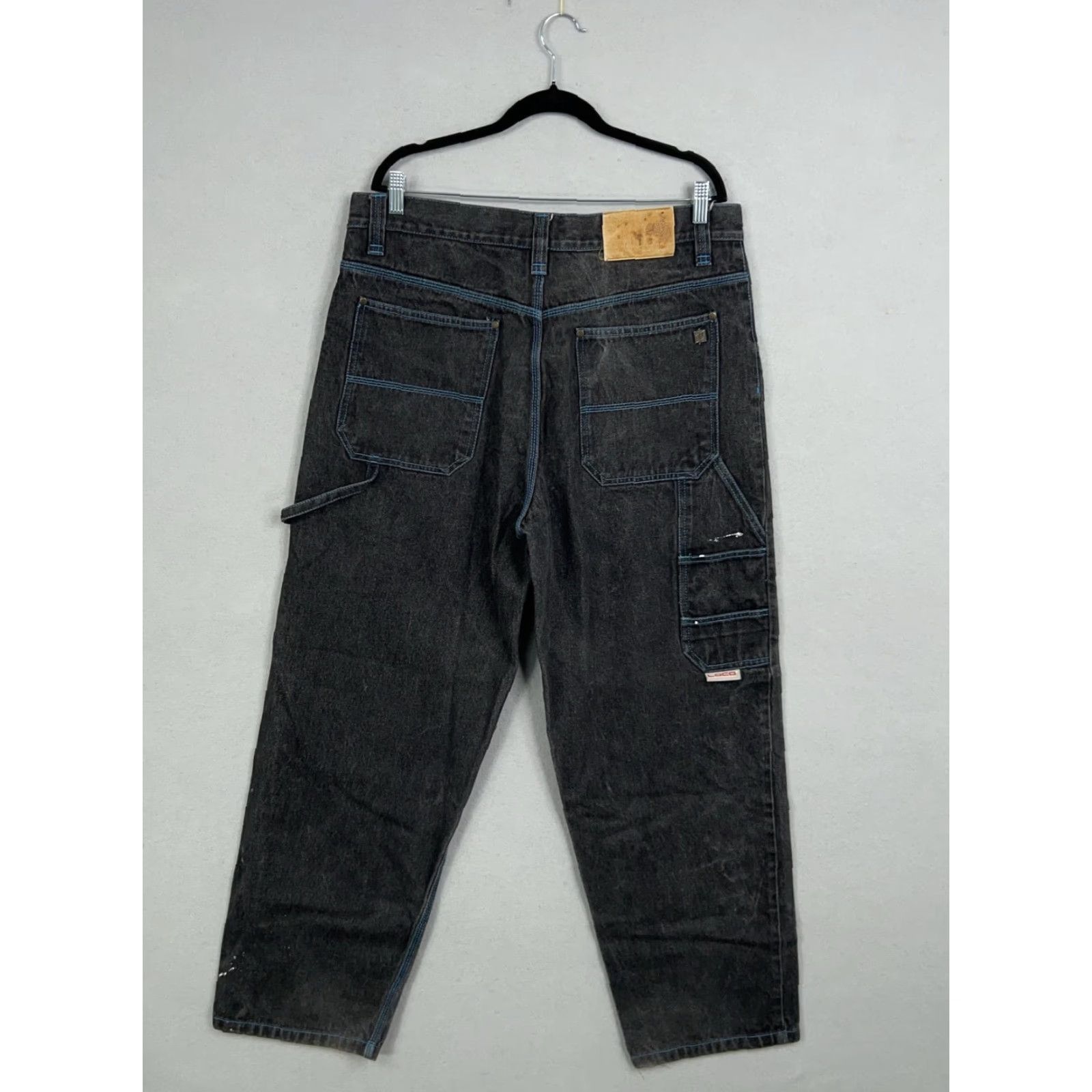 Vintage VINTAGE Loco Streetgear Jeans Mens 38x33 Baggy Carpenter Hammer Loop denim Pants Black/Charcoal Size US 38 / EU 54 - 5 Thumbnail