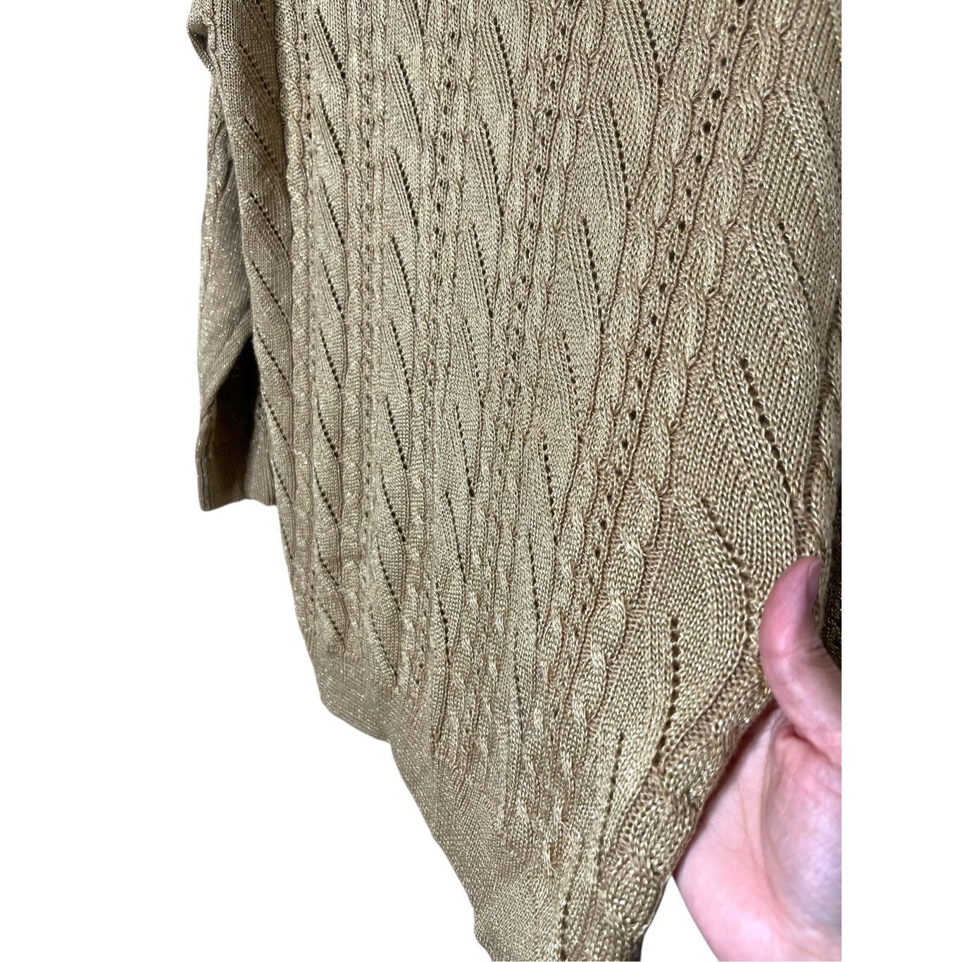 Liz Claiborne Vintage Liz Claiborne Cable Knit Shimmery Gold V Neck sweater M Size M / US 6-8 / IT 42-44 - 7 Thumbnail