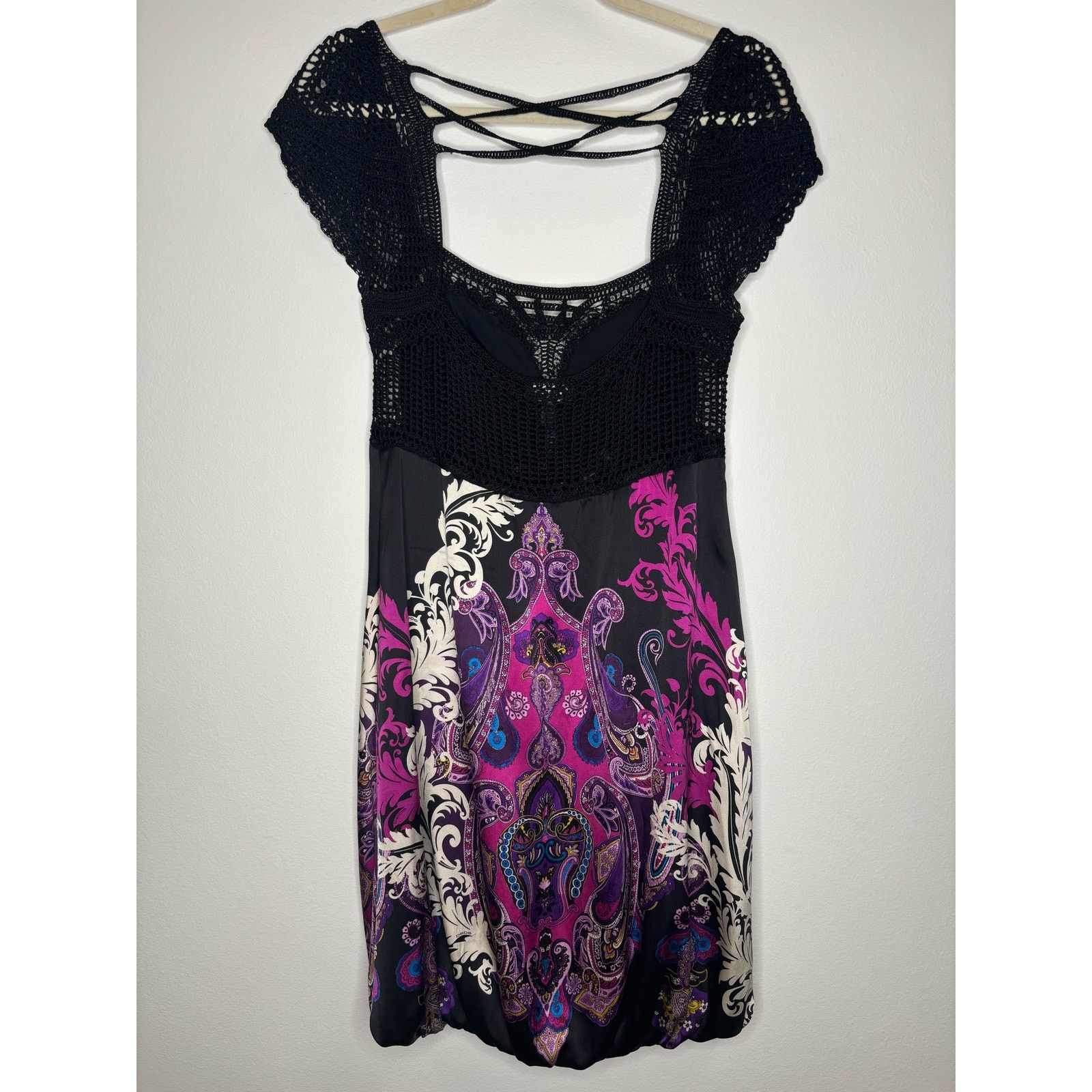 Bebe Bebe crochet and silk mini dress Size M / US 6-8 / IT 42-44 - 3 Thumbnail