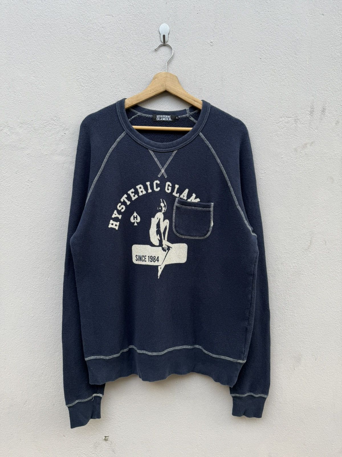 Hysteric Glamour HG Sexy/Nudes Lady Indigo Blue Contra Stitch "L" Sweatshirt Size US L / EU 52-54 / 3 - 1 Thumbnail