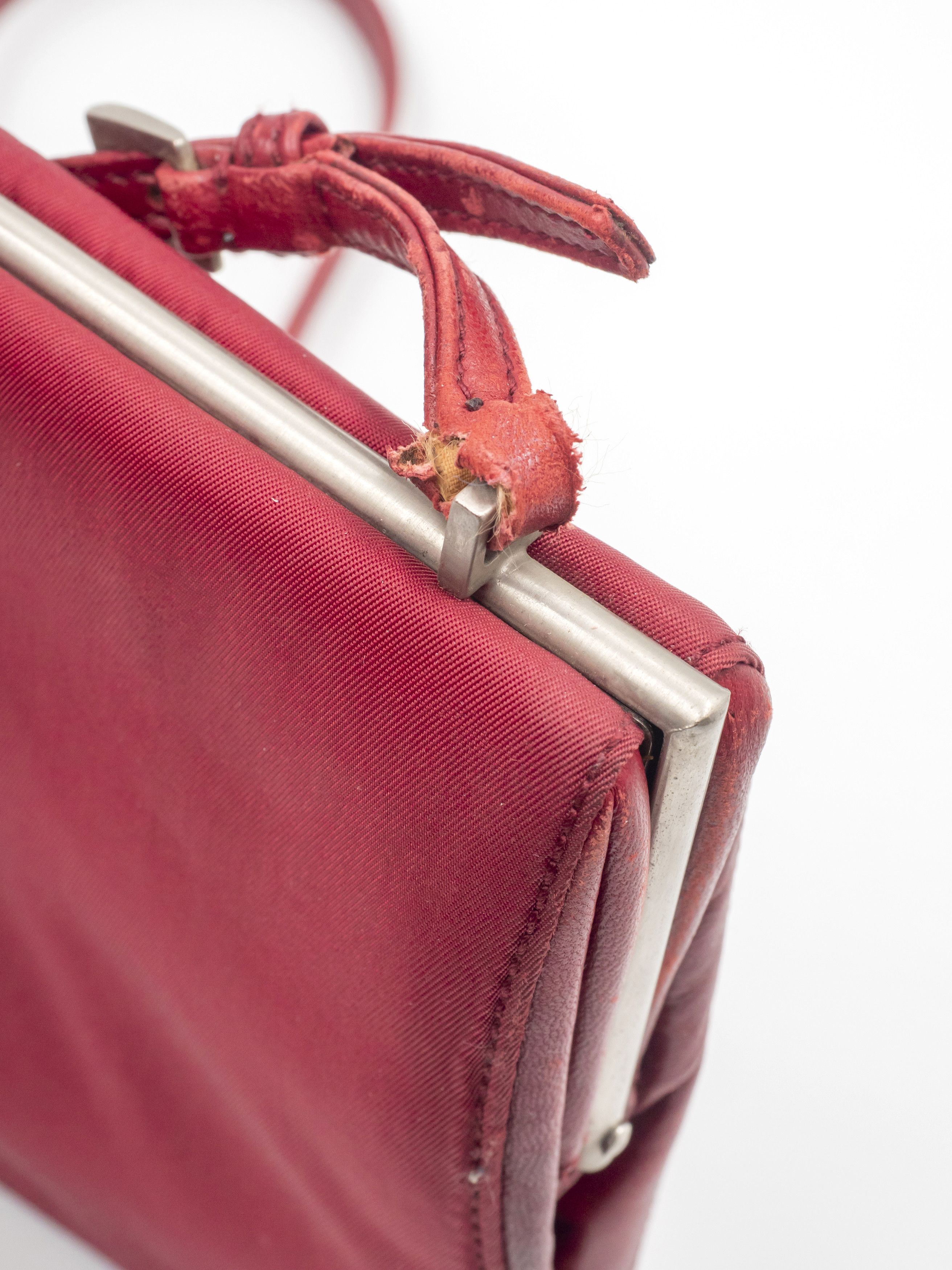 Prada Red Nylon Leather Shoulder Bag Size ONE SIZE - 4 Thumbnail