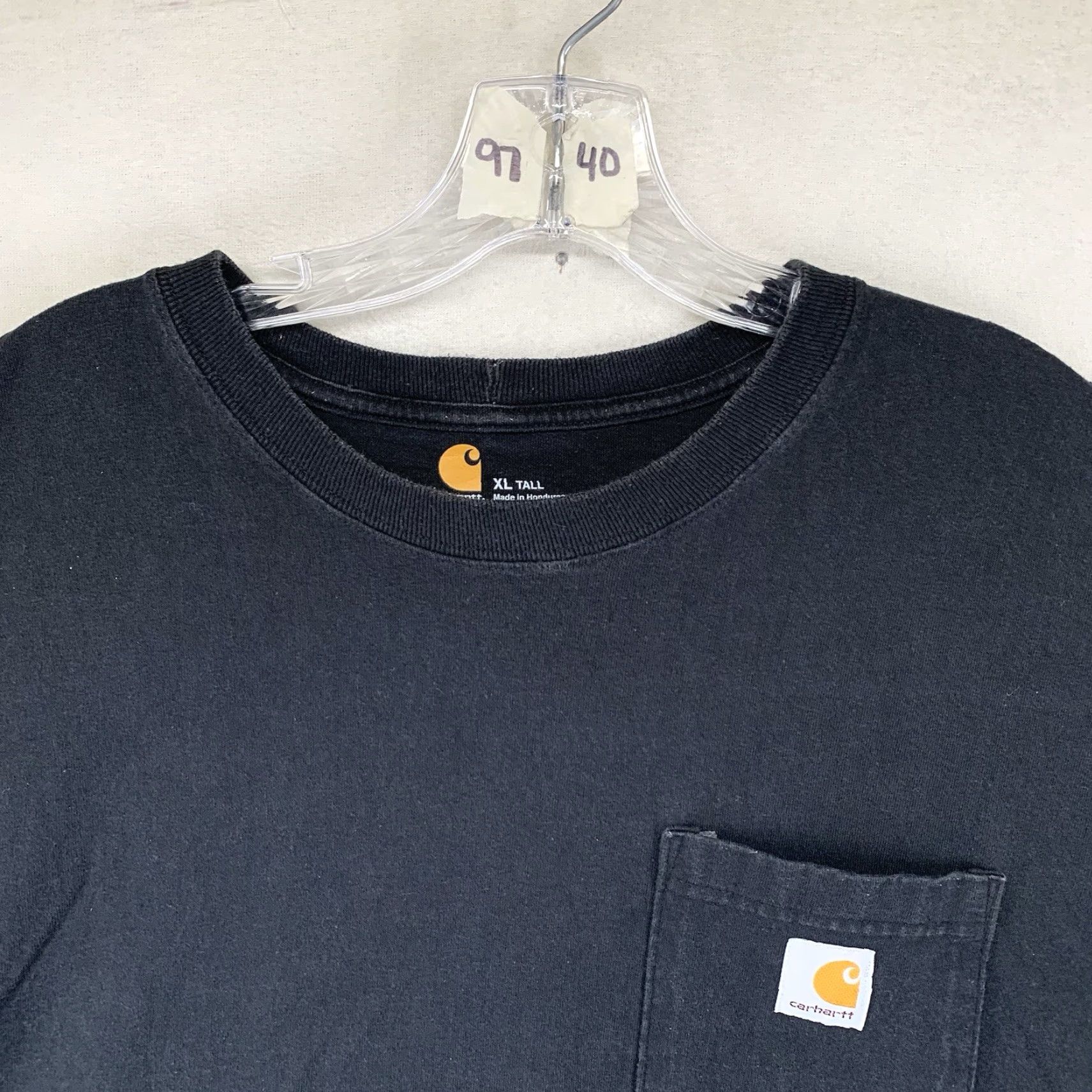 Carhartt Carhartt Mens T-Shirt XLT Tall Short Sleeve Crew Neck All Cotton Black Logo Pocket Regular Fit (K87) Size US XL / EU 56 / 4 - 5 Thumbnail