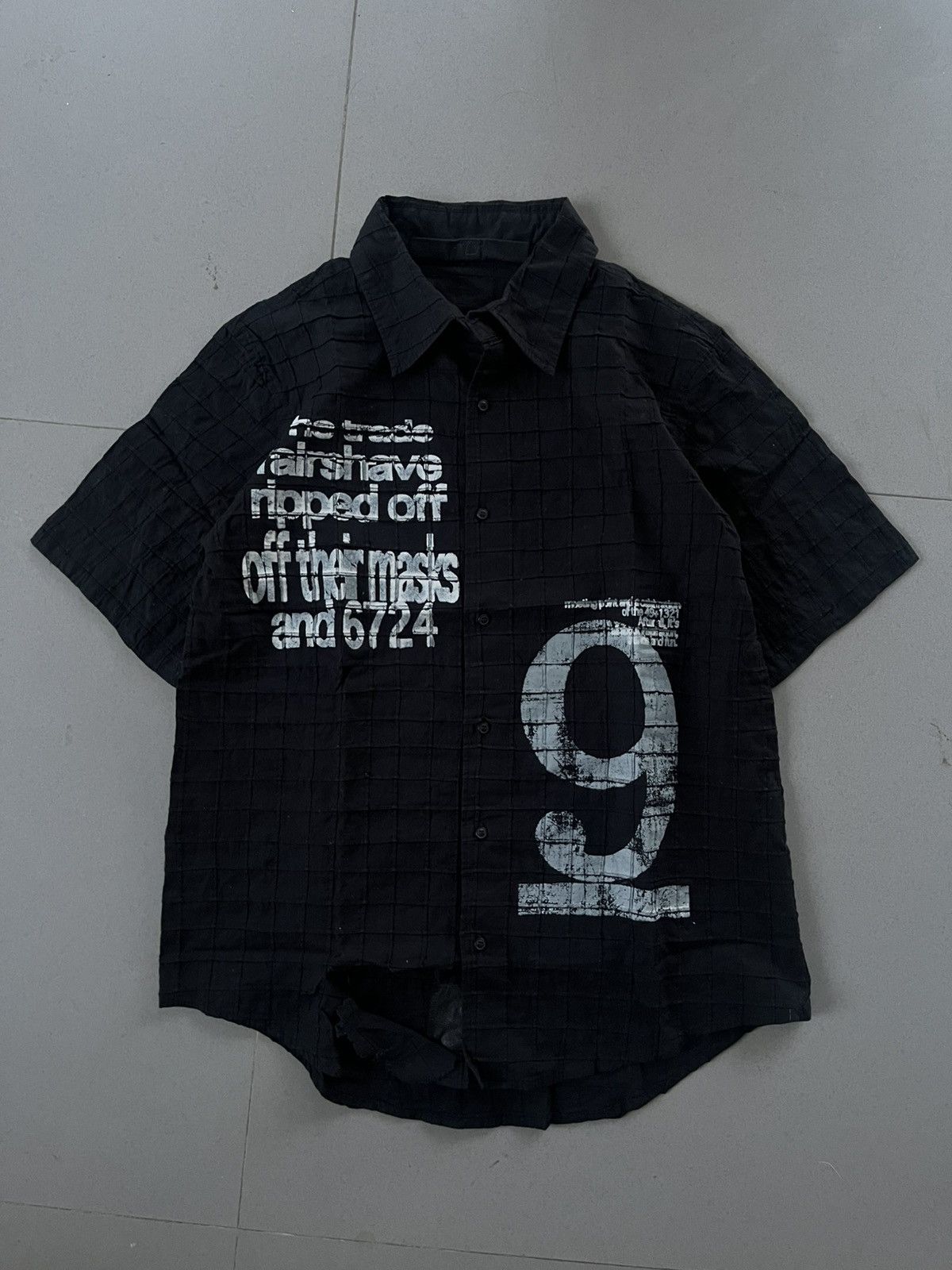 If Six Was Nine × Le Grande Bleu (L.G.B.) × Yasuyuki Ishii Vintage Japanese Punk Distressed Square Patern Shirts Size US M / EU 48-50 / 2 - 1 Thumbnail