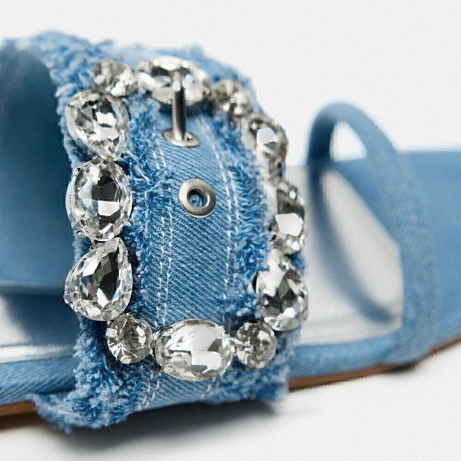 Zara ZARA Embellished Denim Slide Sandals NWT Size US 6.5 / IT 36.5 - 21 Thumbnail