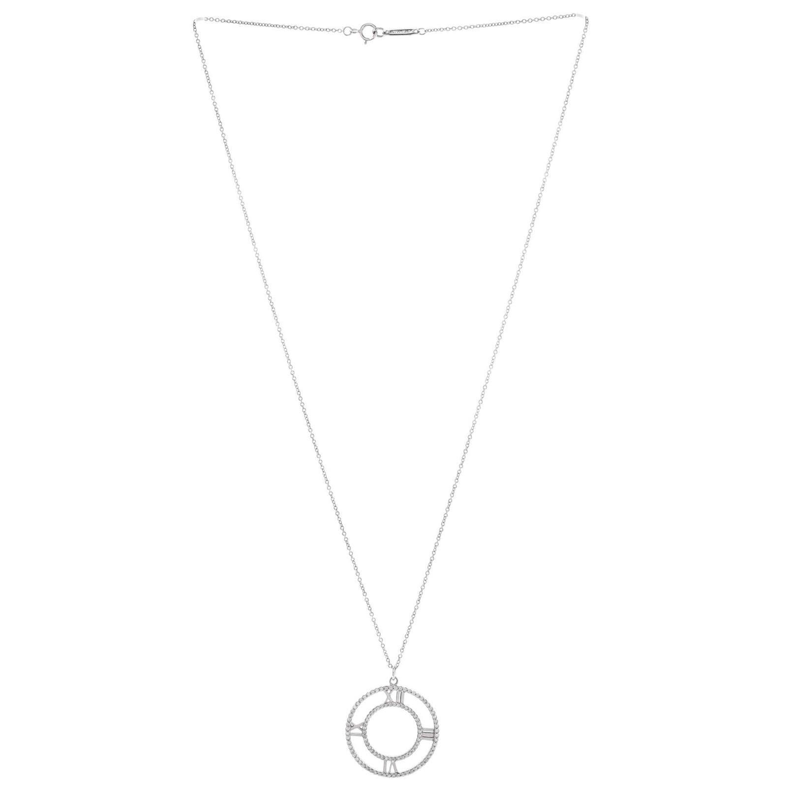Atlas Open Medallion Pendant Necklace 18K White Gold