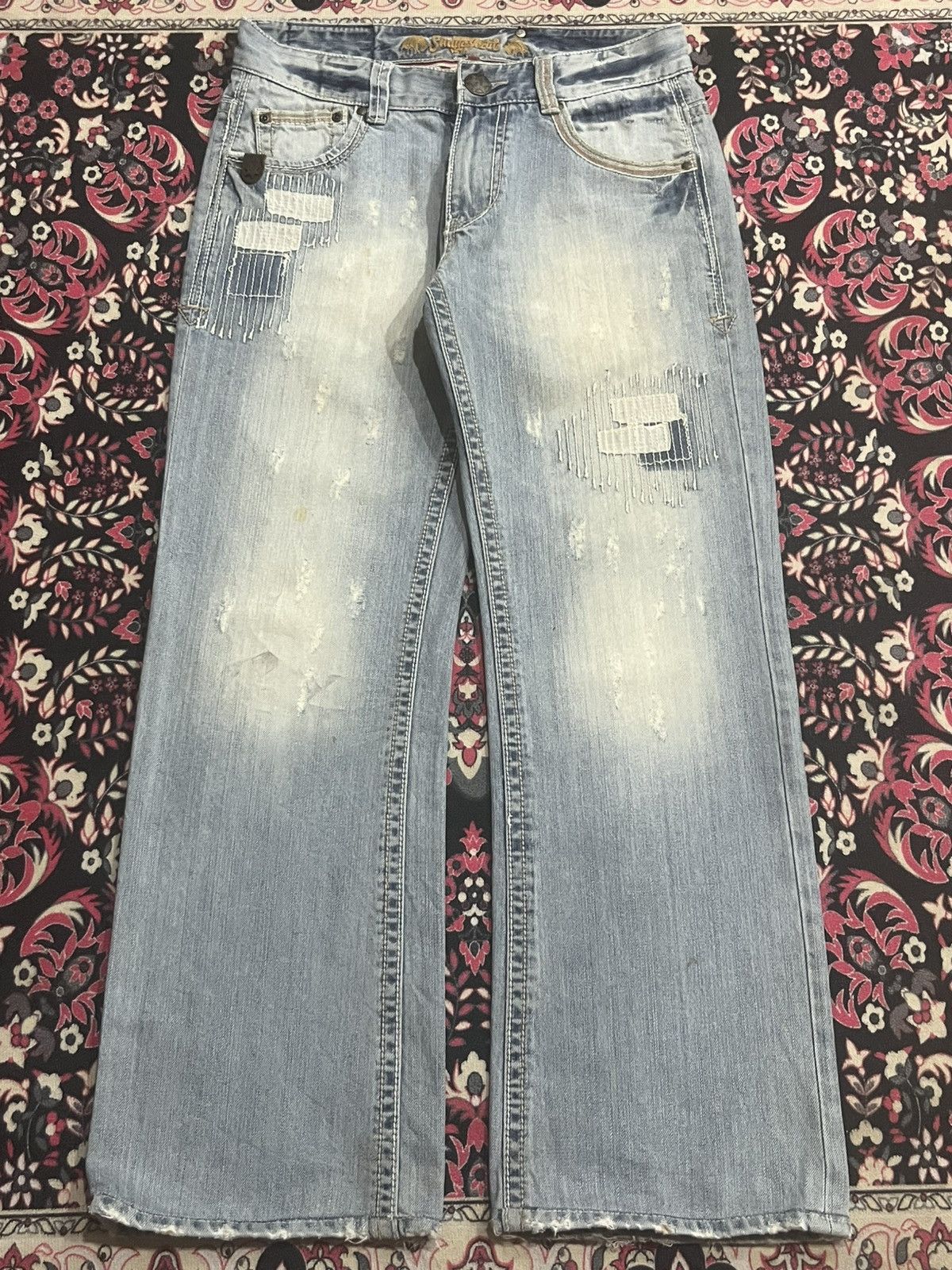 Japanese Brand Japanese Brand Shame Jeans Sashiko Patch Stitch Light Denim Size US 30 / EU 46 - 1 Thumbnail