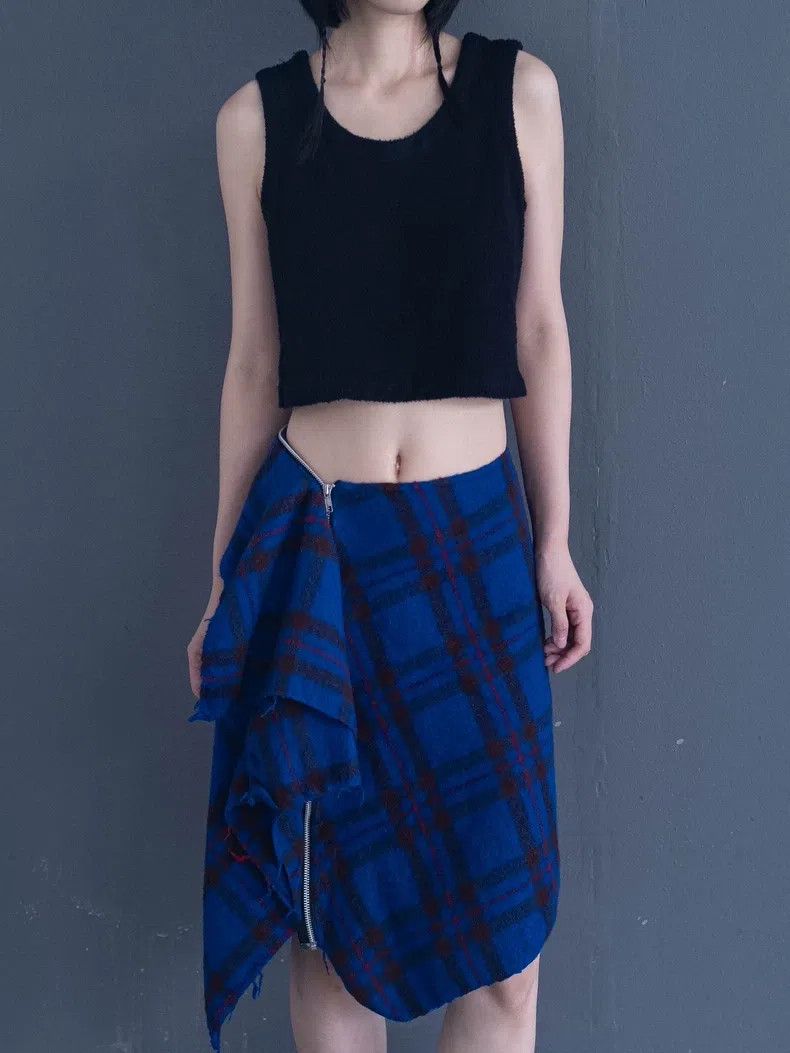 Comme des Garcons Comme Des Garcons size S Blue Plaid Asymmetric Skirt Size 23" - 1 Thumbnail