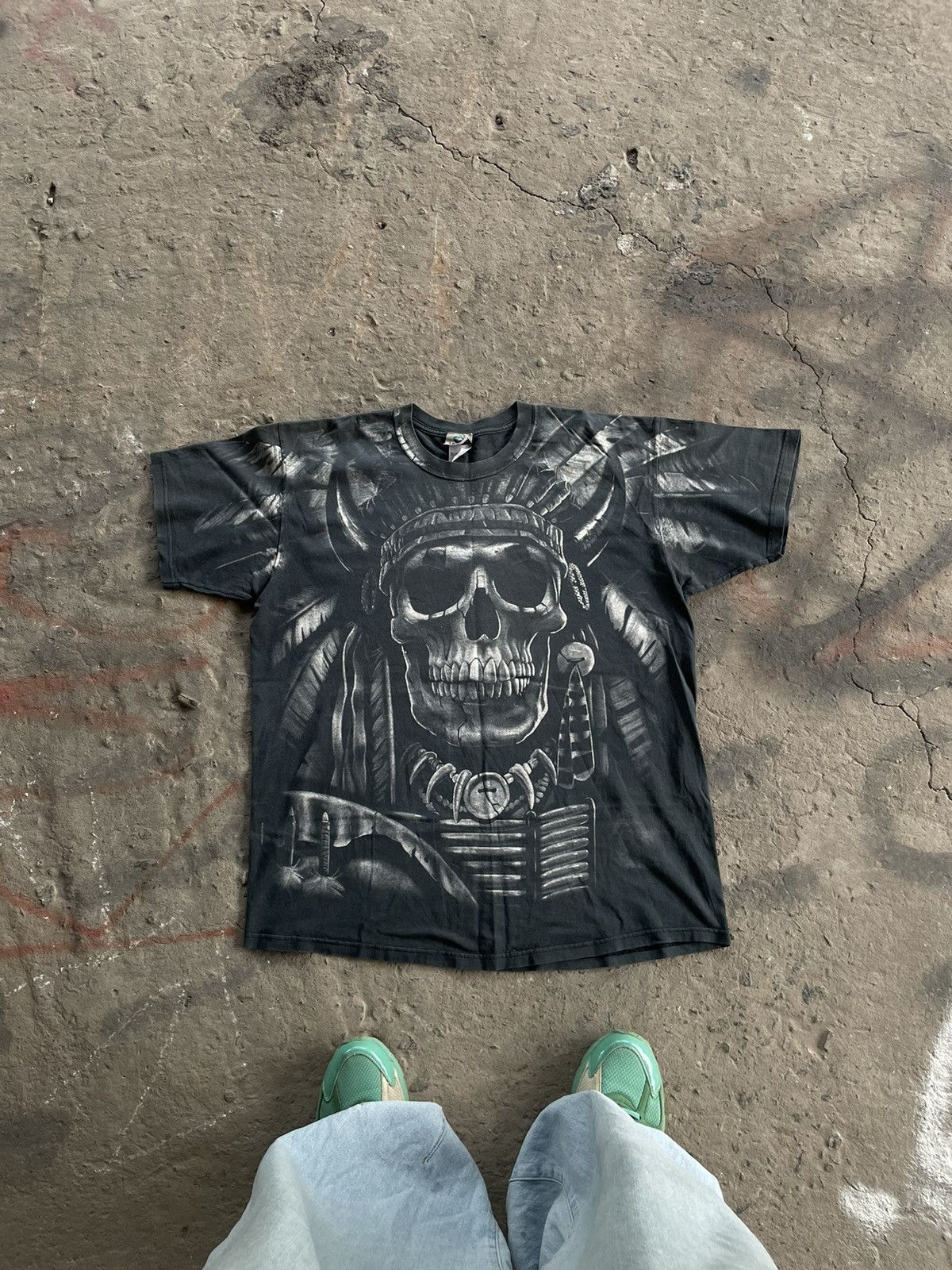 Band Tees × Liquid Blue × Vintage VINTAGE LIQUID BLUE SKULL T-SHIRT 1997 Size US XL / EU 56 / 4 - 1 Thumbnail