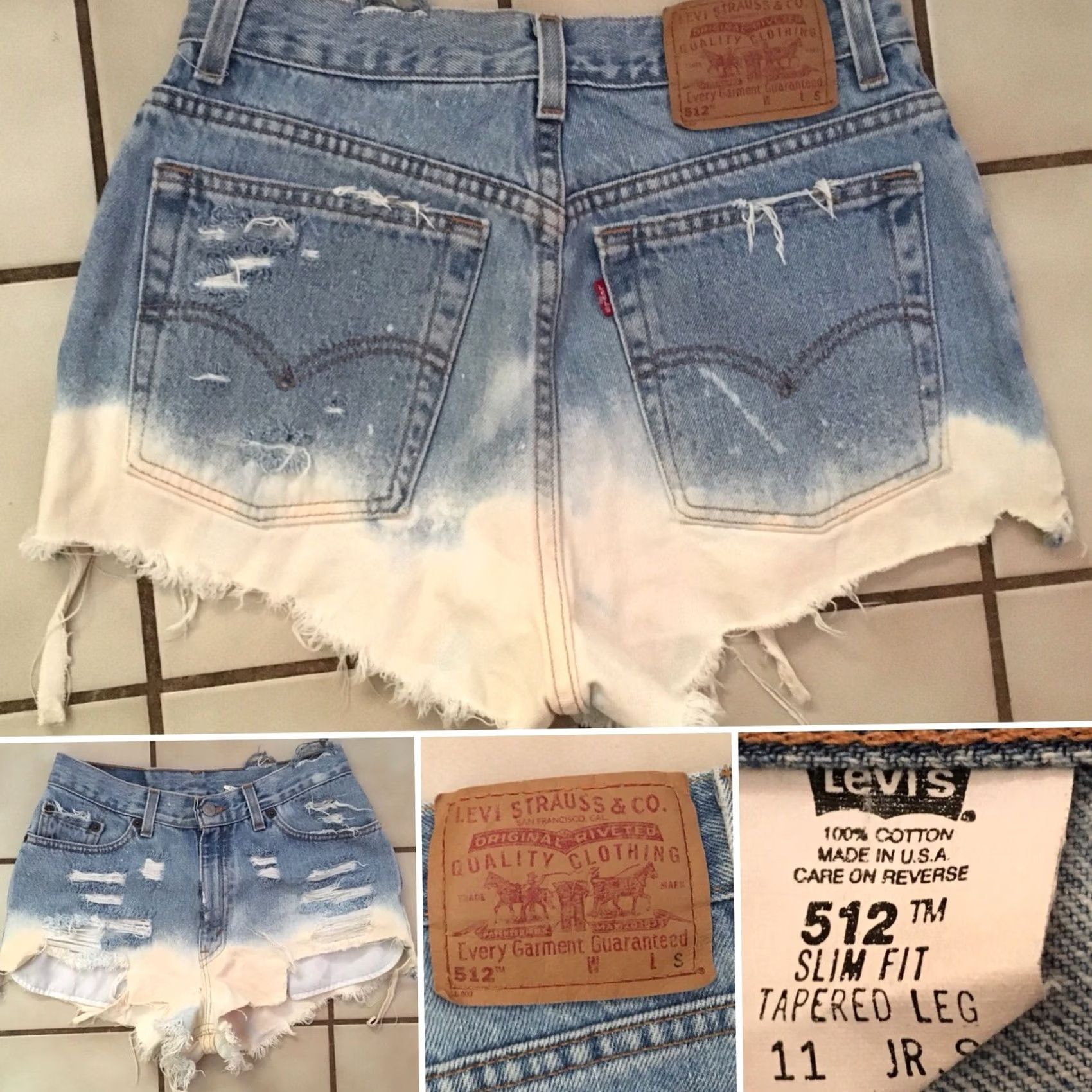 Levi's VINTAGE Levi's 512 Jeans Shorts Cut Offs Denim High Waist 90s 80s 29” Waist Juniors 11 Blue Mens Size 32" / US 10 / IT 46 - 2 Thumbnail