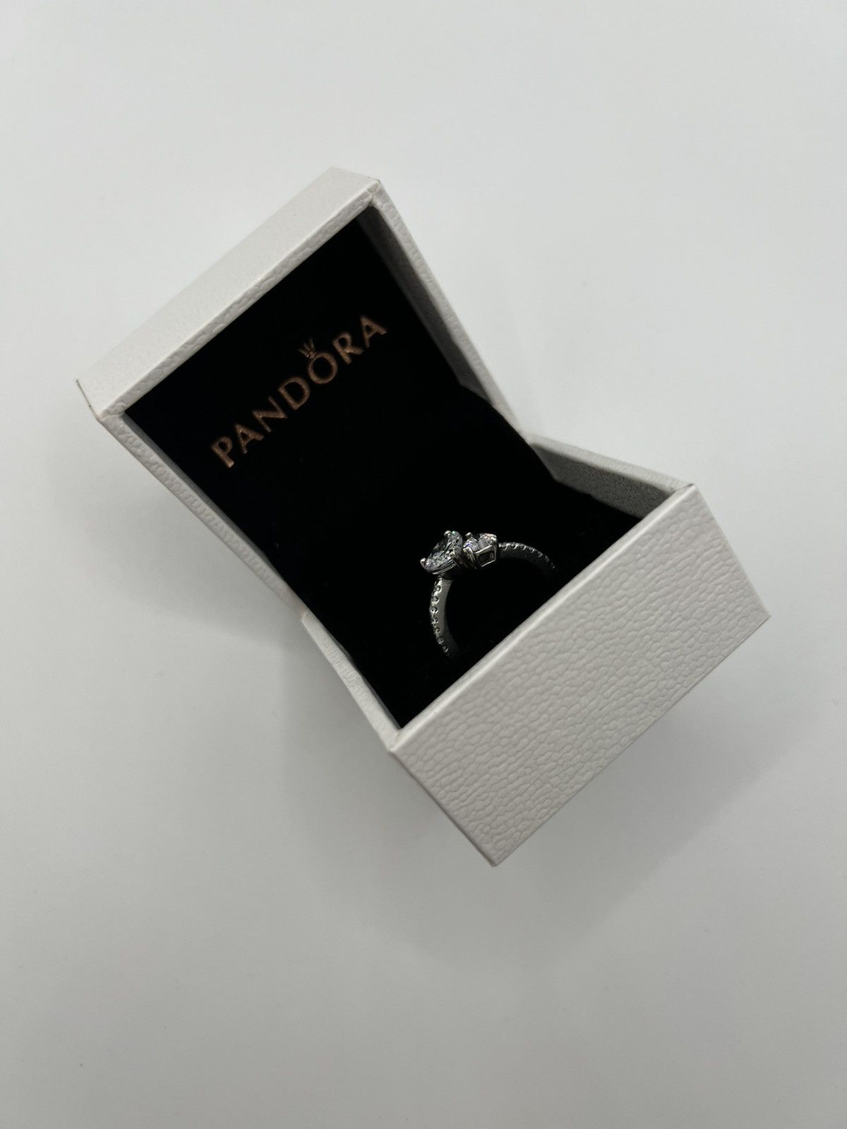 pandora Pandora Double Heart Sparkling Ring Sterling silver Size ONE SIZE - 4 Thumbnail